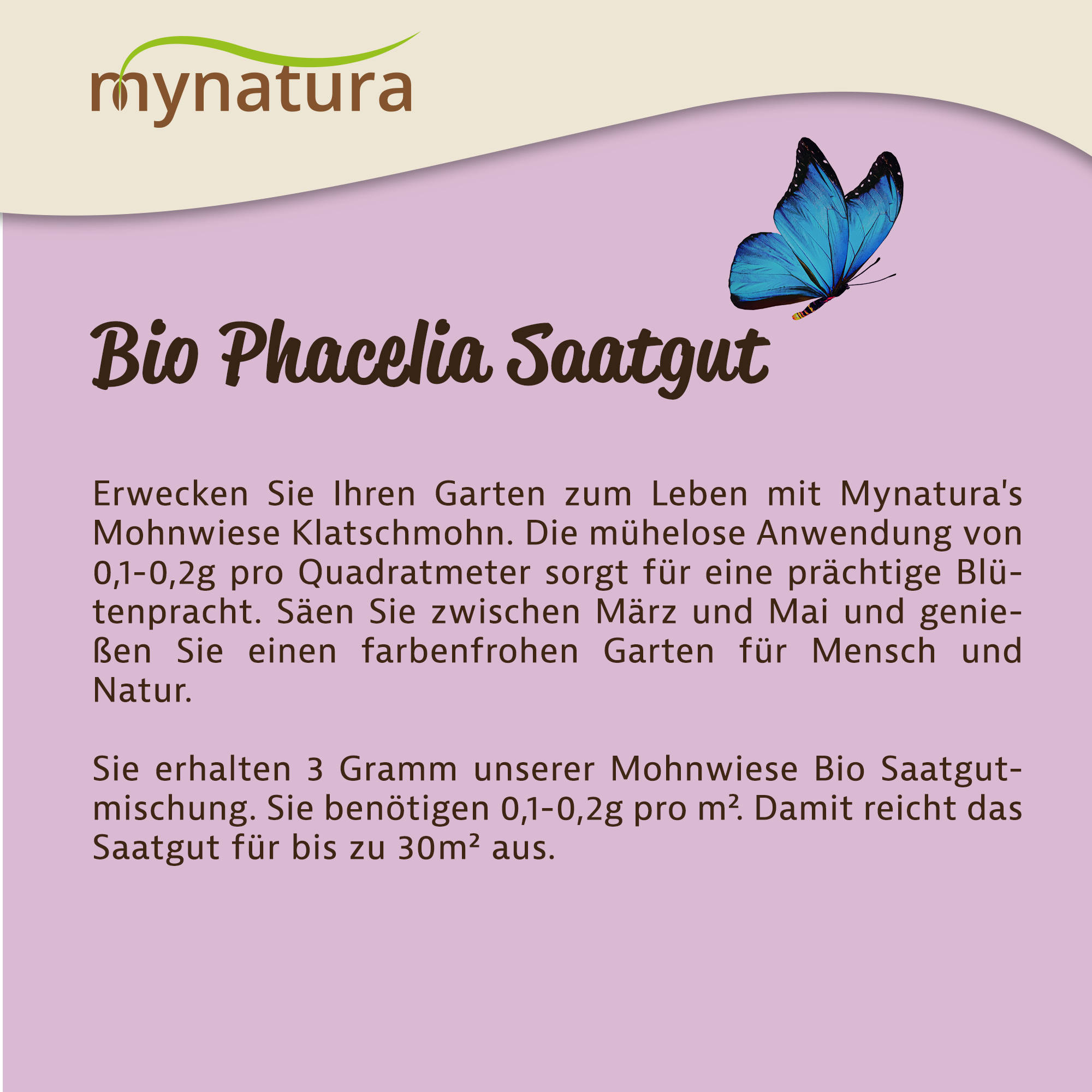 Mynatura Bio Phacelia Saatgutmischung Saatgut (4g) Mynatura Bio Phacelia Saatgutmischung Saatgut (4g)