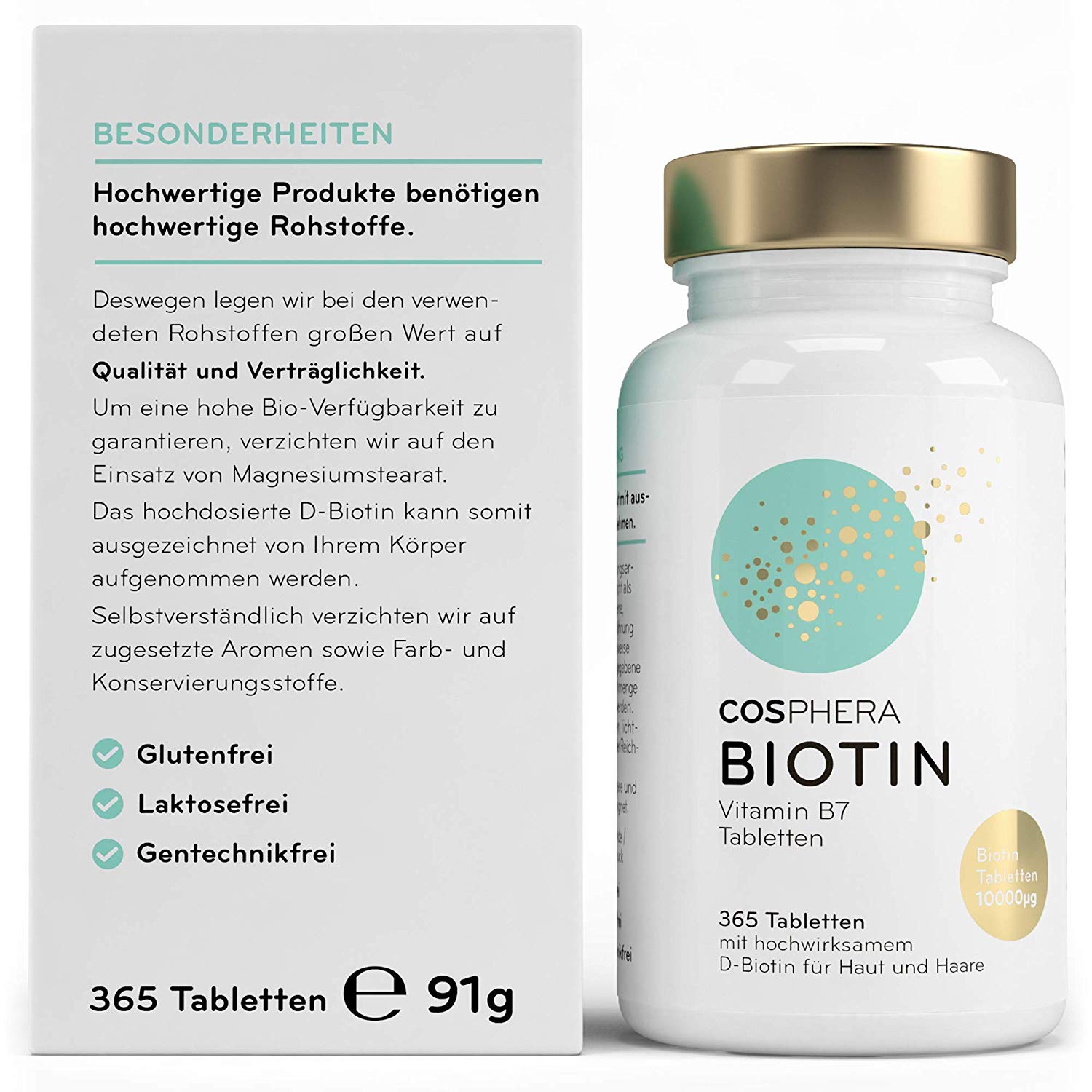 Cosphera - Biotin Hochdosiert 10.000 mcg D-Biotin 365 vegane Tabletten Cosphera - Biotin Hochdosiert 10.000 mcg D-Biotin 365 vegane Tabletten