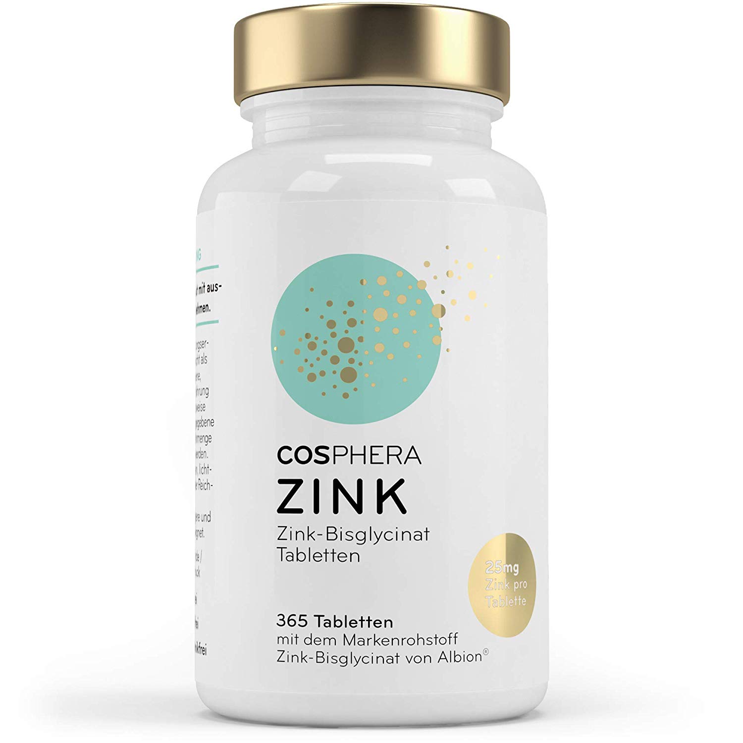 Cosphera - Zink Hochdosiert 25mg Zink-Bisglycinat 365 vegane Tabletten Cosphera - Zink Hochdosiert 25mg Zink-Bisglycinat 365 vegane Tabletten