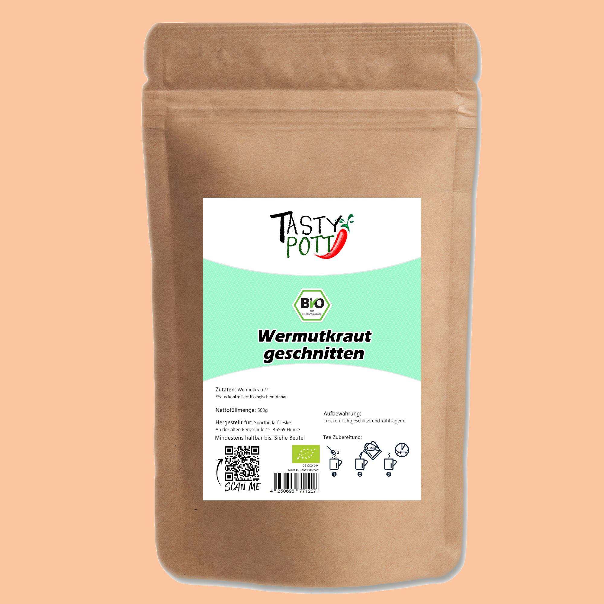 Tasty Pott Bio Wermutkraut getrocknet und geschnitten 500g Beutel Tasty Pott Bio Wermutkraut getrocknet und geschnitten 500g Beutel