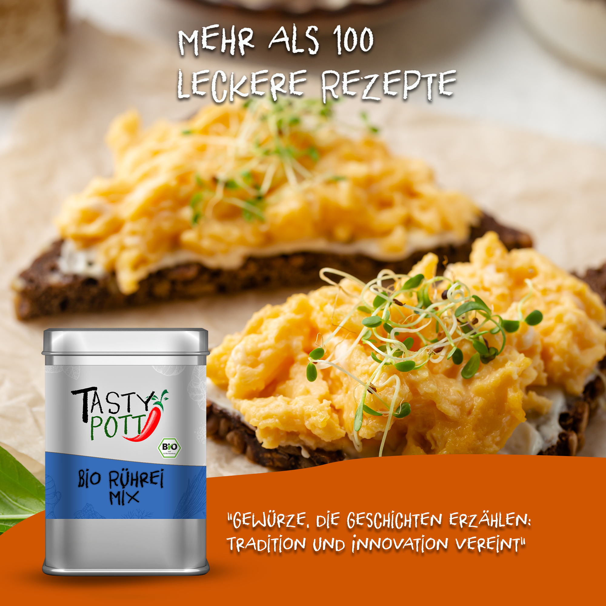 Bio Rührei Mix - Gewürzmischung - 80g Dose von Tasty Pott Bio Rührei Mix - Gewürzmischung - 80g Dose von Tasty Pott
