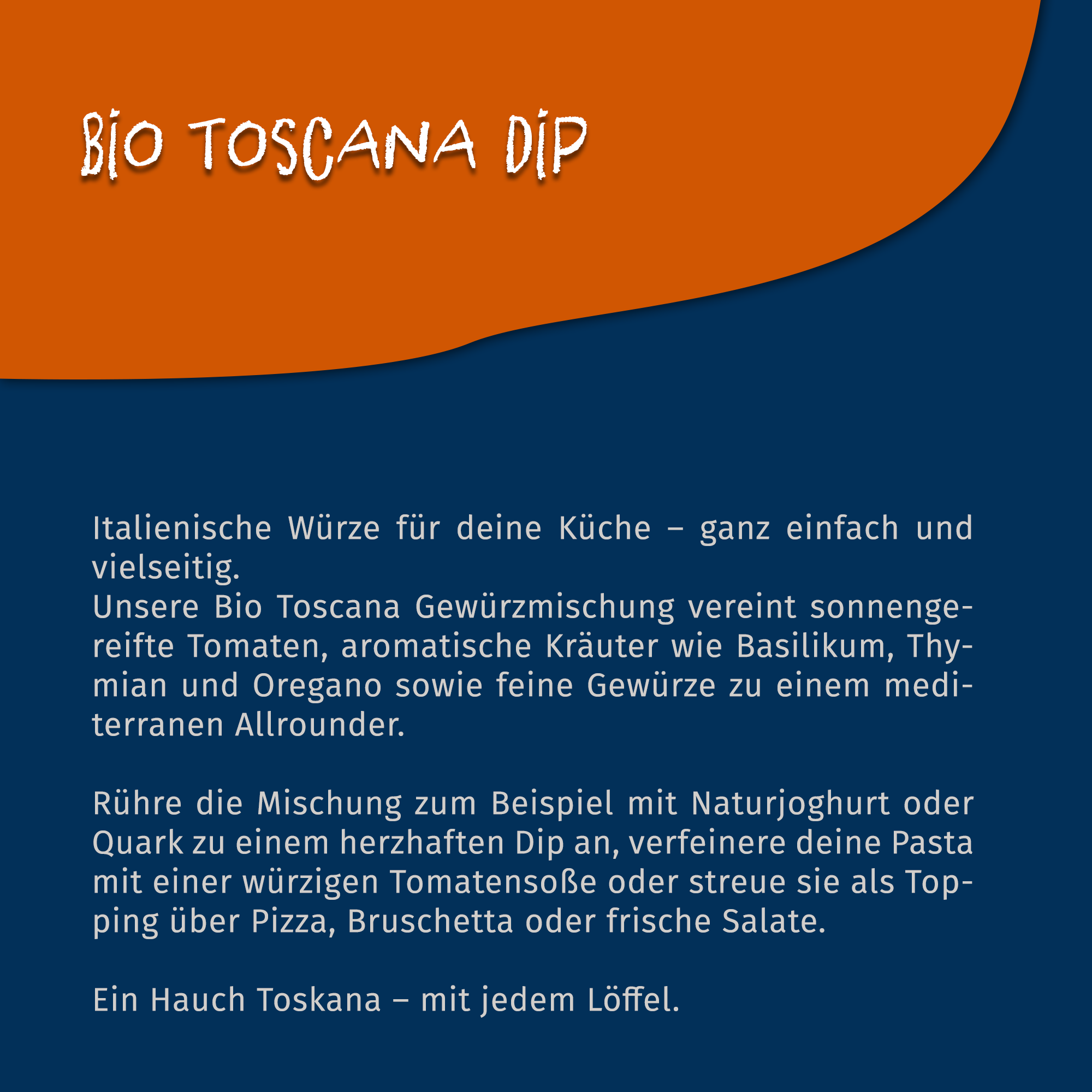 Bio Toscana Dip - Gewürzmischung für Dips - 75g Dose Tasty Pott