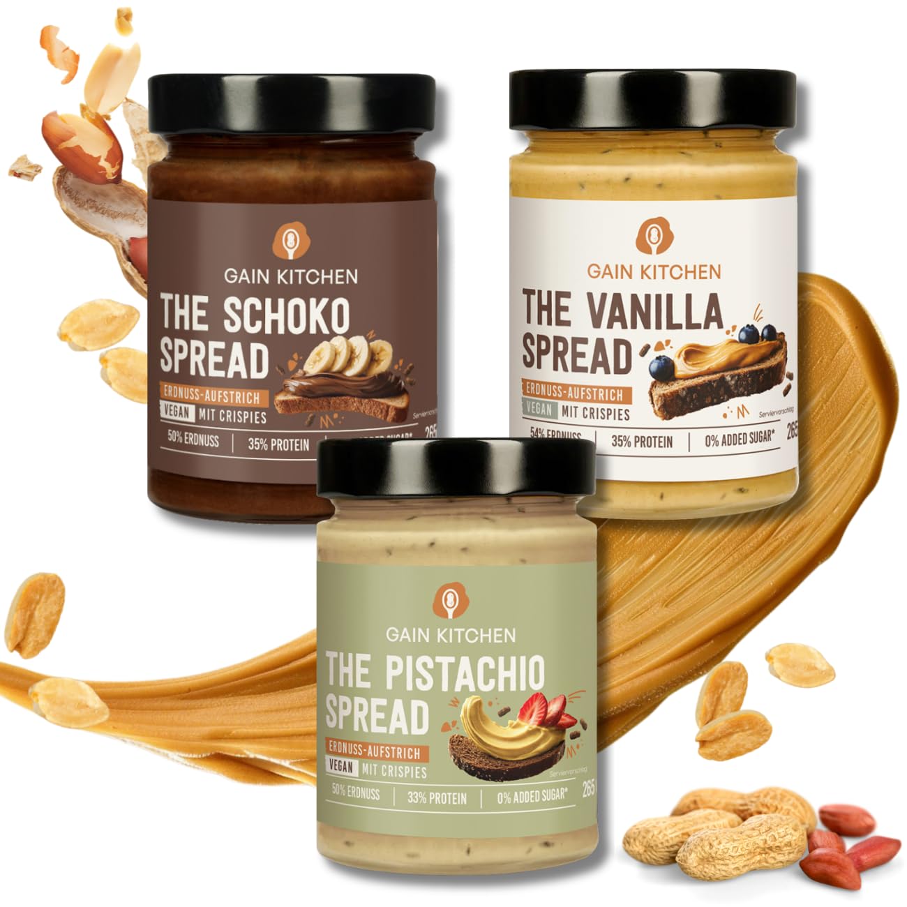 Gain Kitchen Erdnussbutter Protein Creme 3x265g Gain Kitchen Erdnussbutter Protein Creme 3x265g