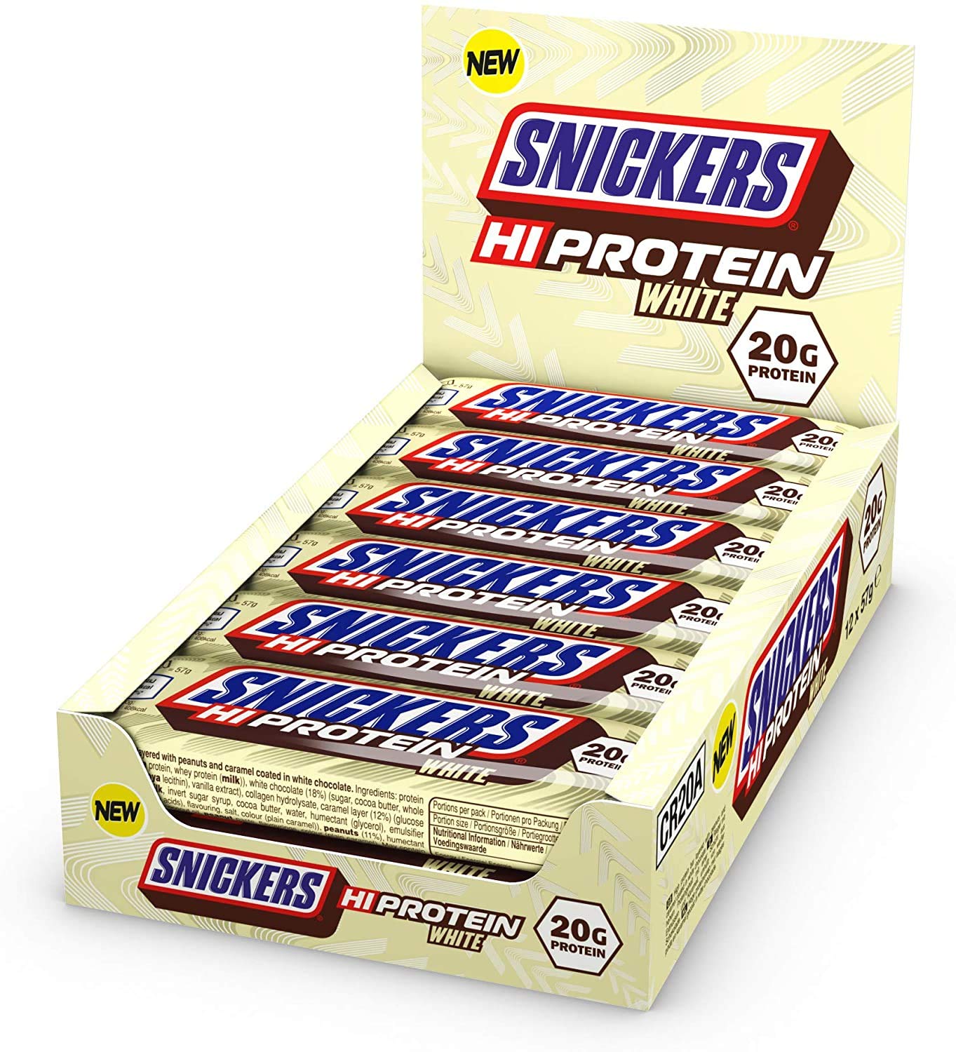 Snickers Hi-Protein White Bar 12x57g - weiße Schokolade Snickers Hi-Protein White Bar 12x57g - weiße Schokolade