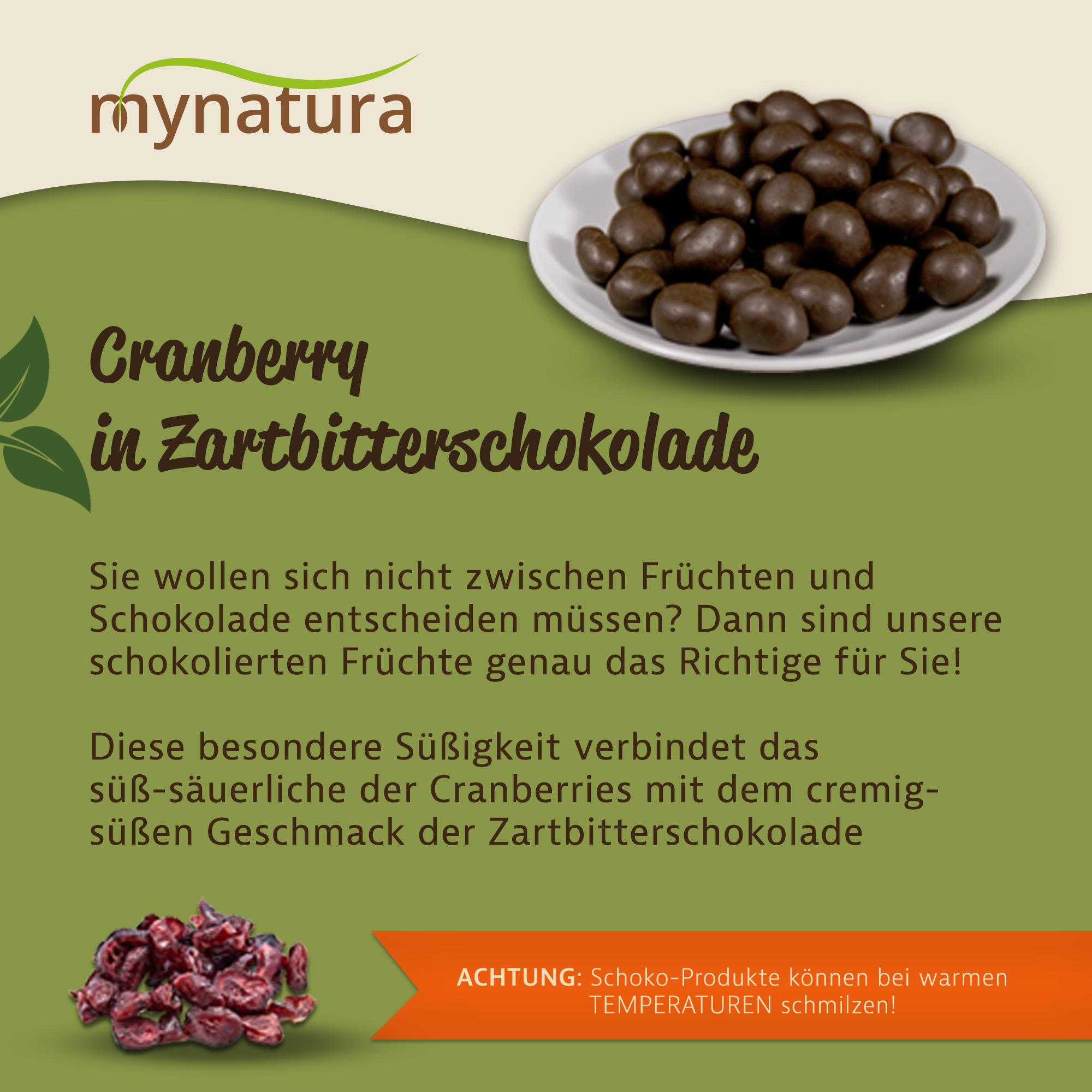 Cranberries in Zartbitterschokolade – fruchtig-herber Genuss mit natürlichen Zutaten