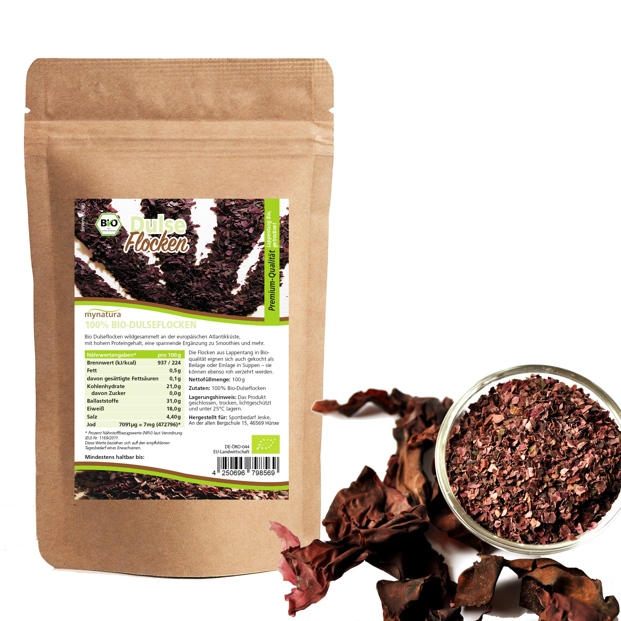 Mynatura Bio Algen Set - Dulse Flocken (100g)- Chlorella Pulver (250g) - Spirulina Pulver (250g)