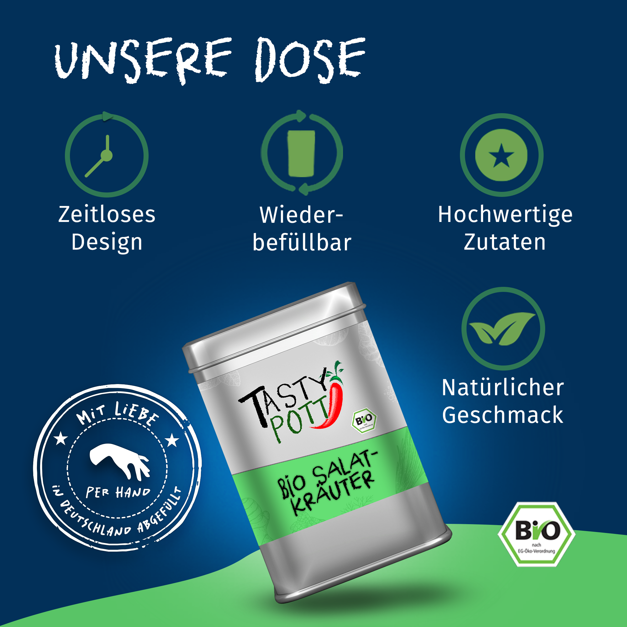 Salatkräuter Bio - Gewürz für deinen Salat - 30g Beutel Tasty Pott