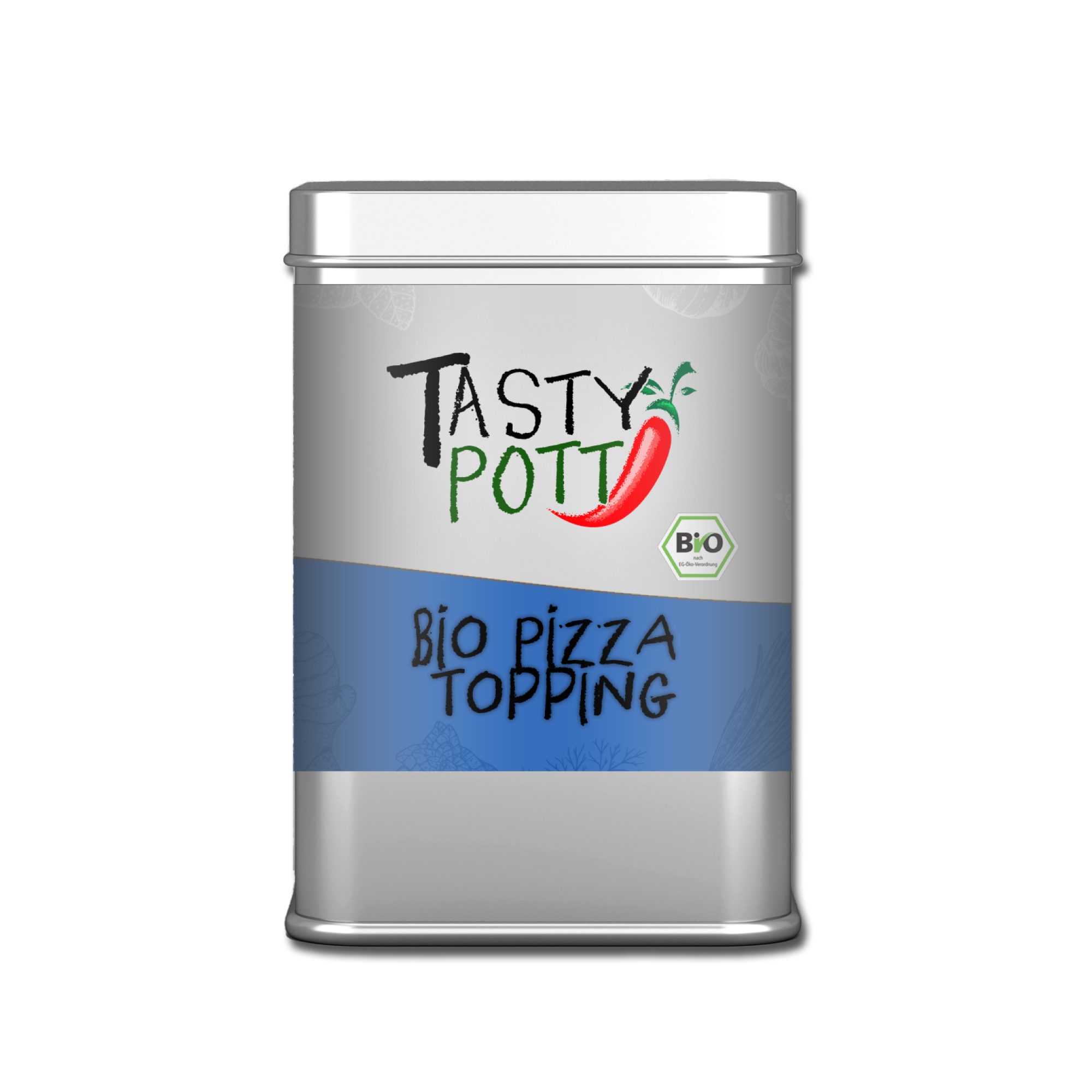 Bio Pizza Topping - Gewürzmischung - 70g Dose von Tasty Pott Bio Pizza Topping - Gewürzmischung - 70g Dose von Tasty Pott