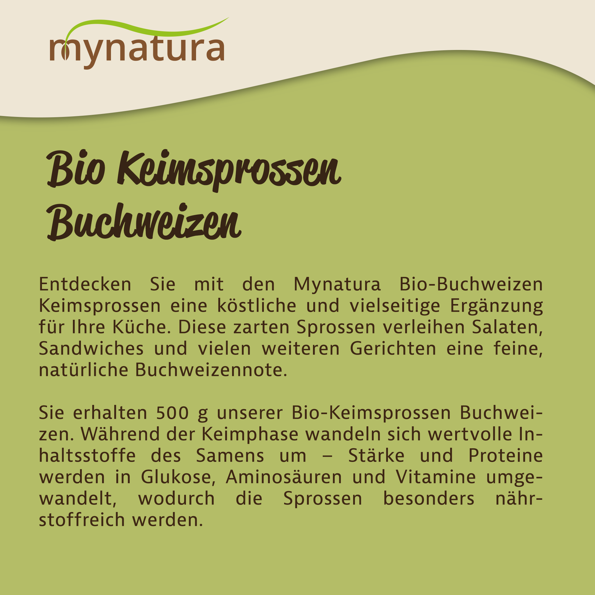 Mynatura Bio Keimsprossen Buchweizen Gemüse (500g)
