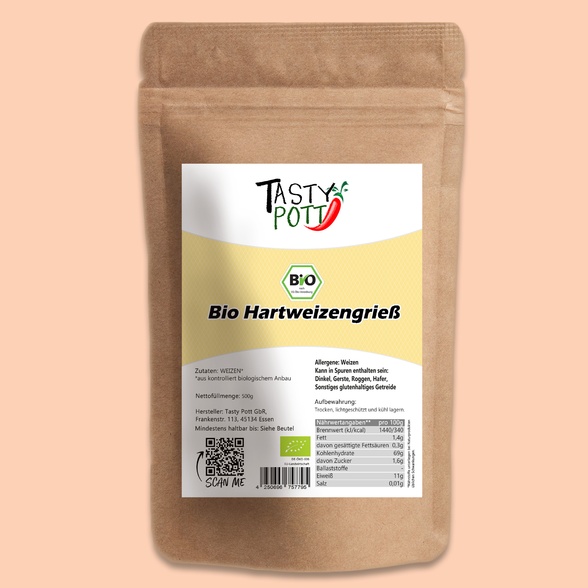 Bio Hartweizengrieß von Tasty Pott 