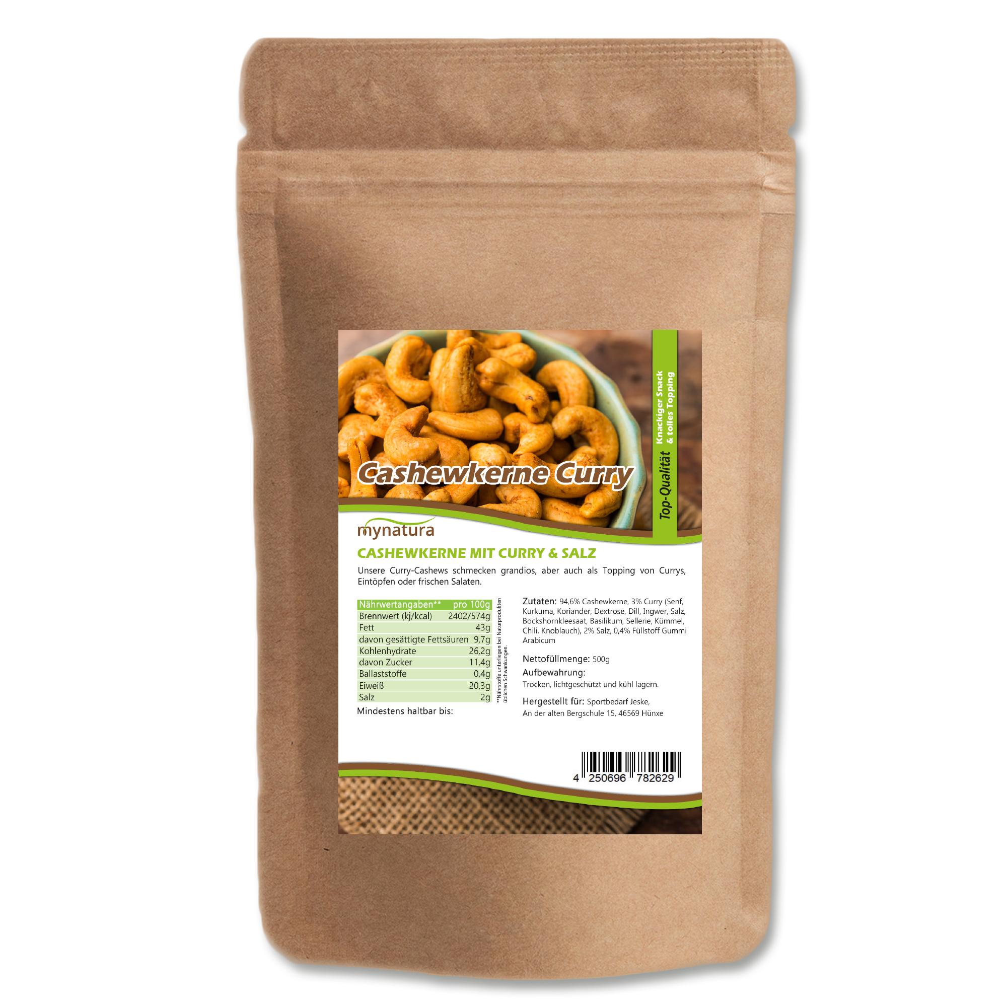 Cashewkerne mit Curry und Salz – Knuspriger Premium-Snack von Mynatura