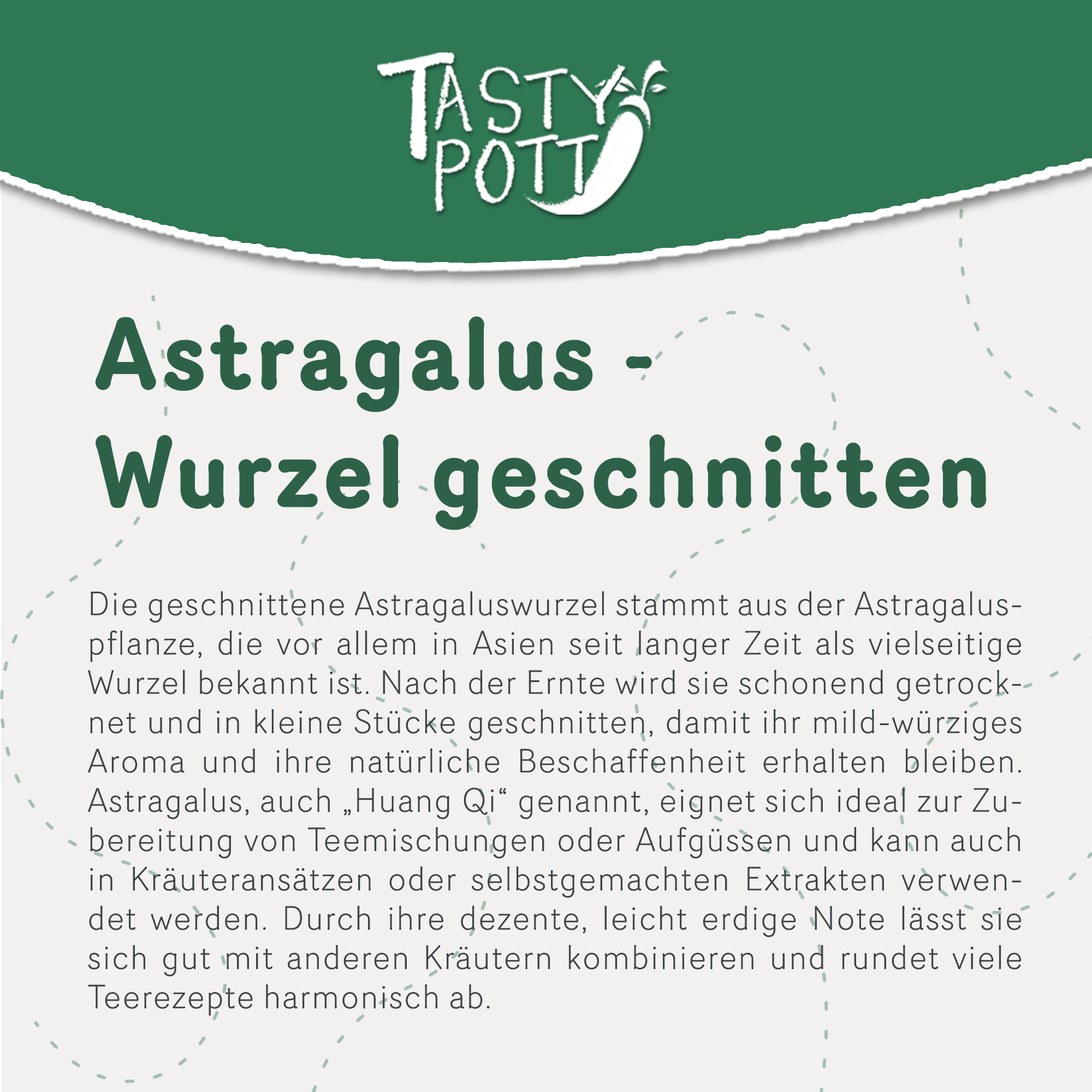 Astragalus Wurzel geschnitten