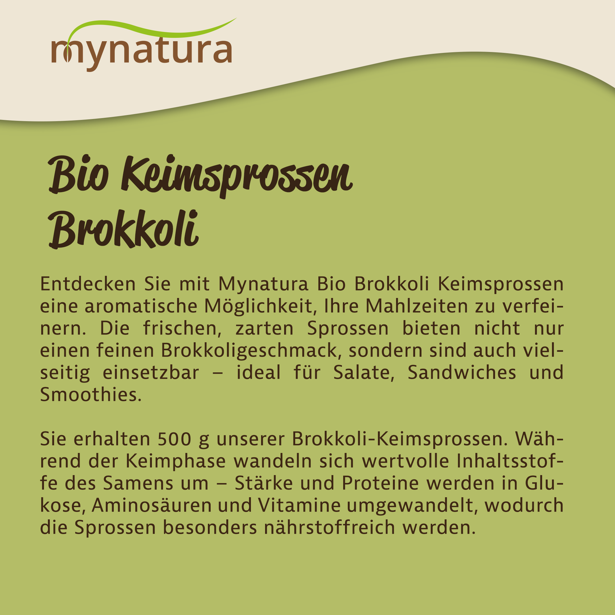 Mynatura Bio Keimsprossen Brokkoli Gemüse (500g)