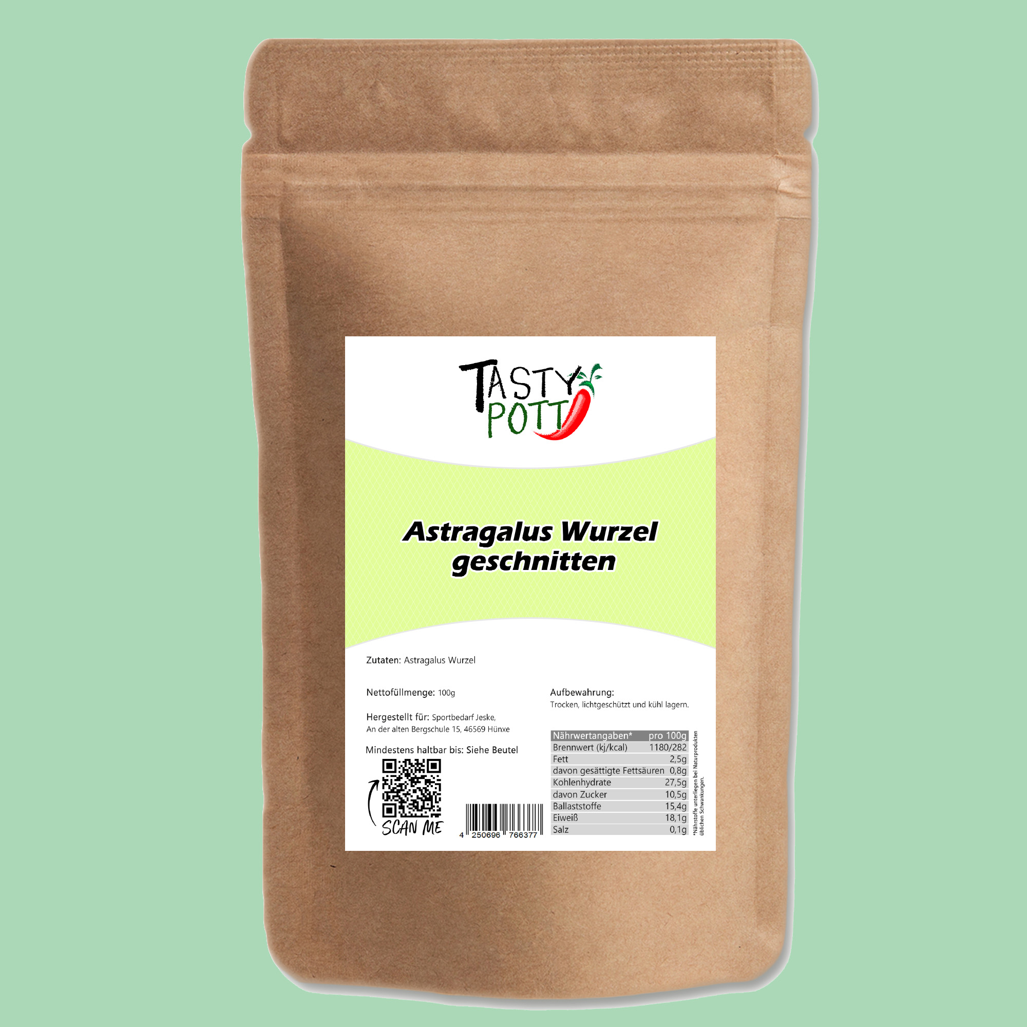 Astragalus Wurzel geschnitten - Tragantwurzel Tragant - 1000g Tasty Pott