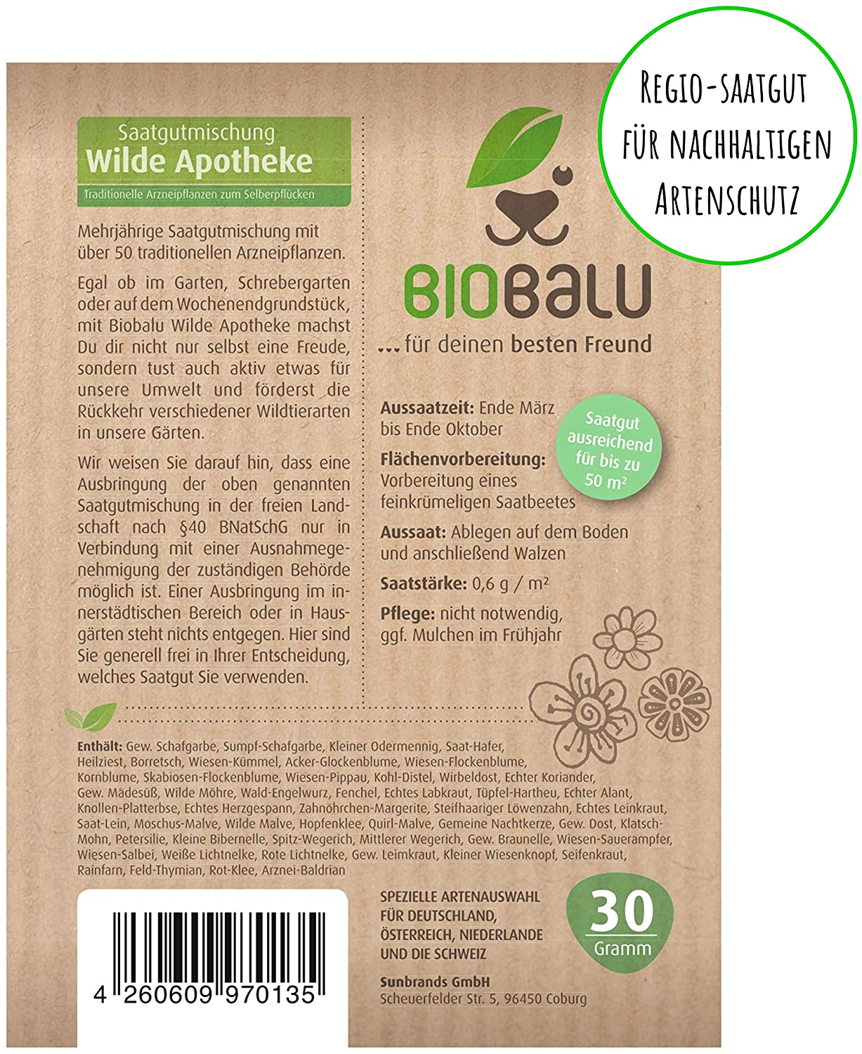 Biobalu Wilde Apotheke - 50 traditionelle Heilkräuter Samen 30g Biobalu Wilde Apotheke - 50 traditionelle Heilkräuter Samen 30g