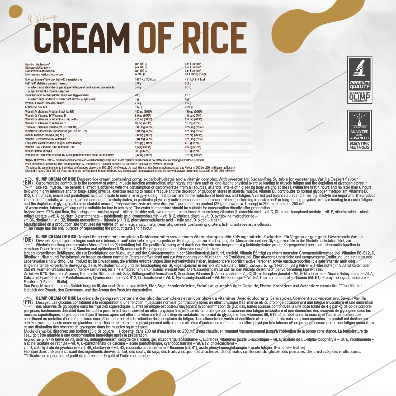 Olimp Cream of Rice - vanilla(1000g)