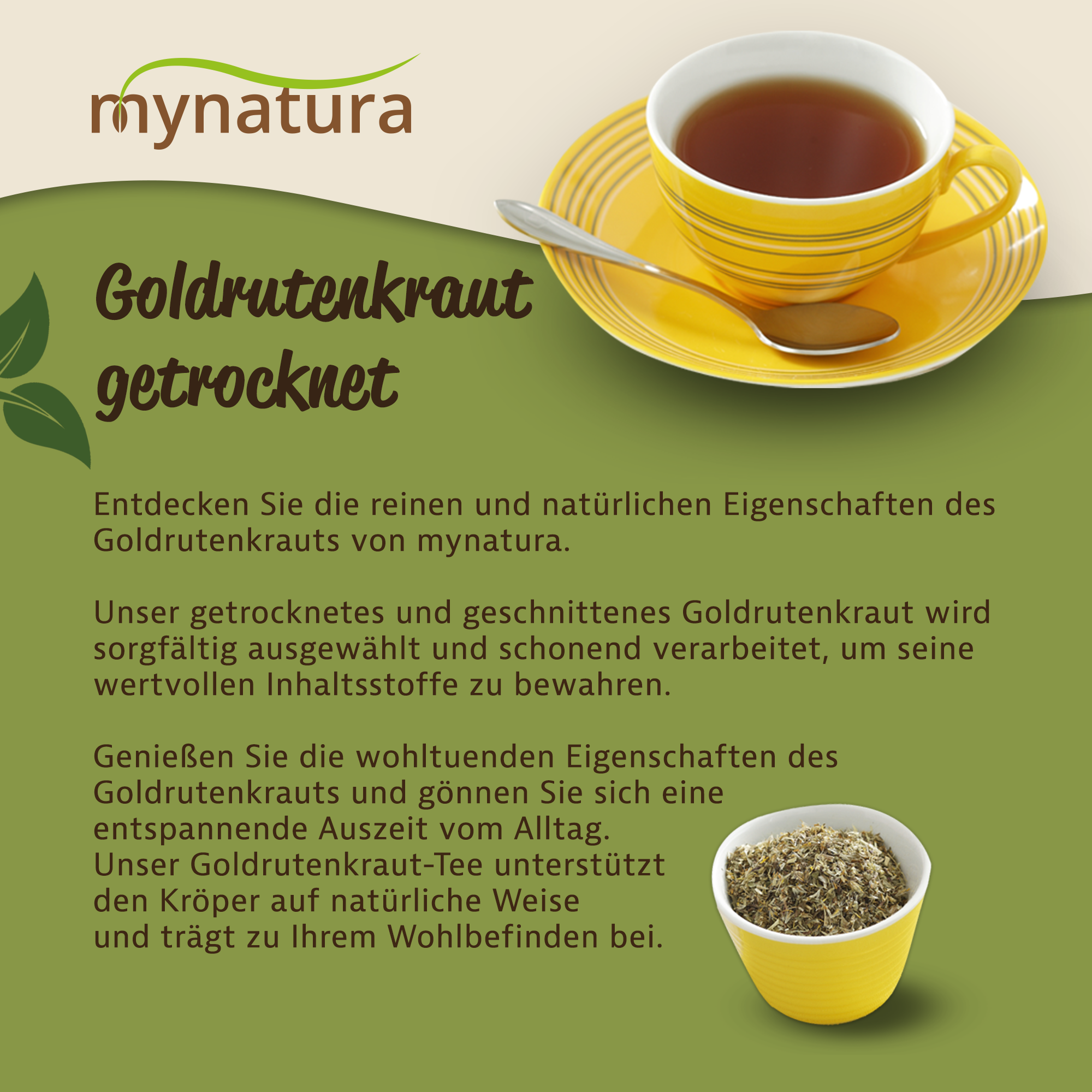Goldrutenkraut getrocknet & geschnitten – natürliches Naturprodukt in bester Qualität von Mynatura 100g