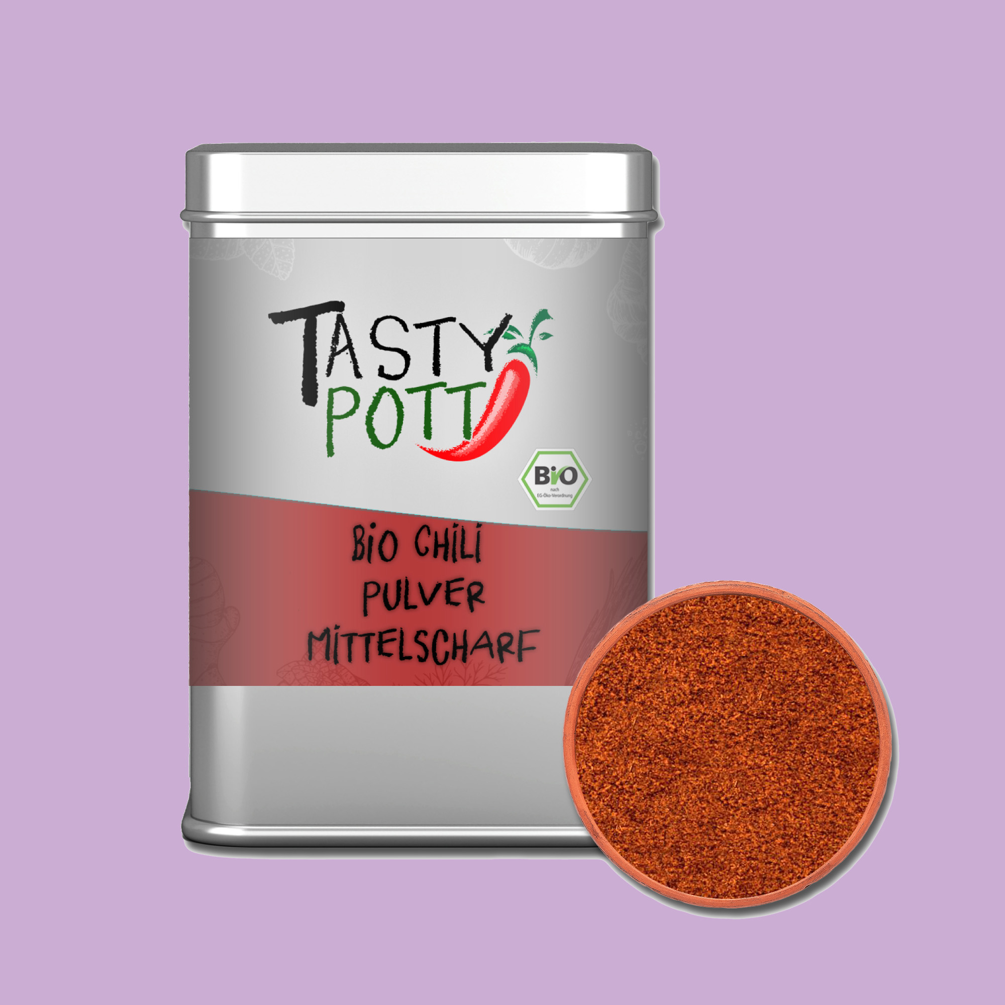 Bio Chili Pulver mittelscharf - Chilipulver - 80g Dose von Tasty Pott