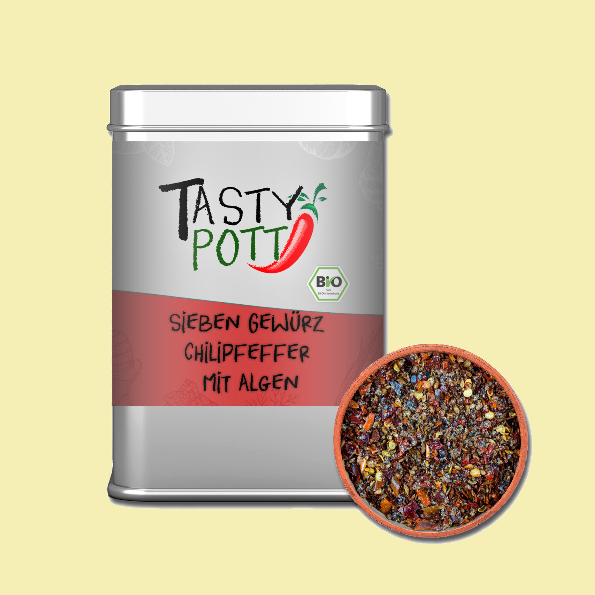 Scharfer 7 Gewürze Chilipfeffer mit Algen von Tasty Pott