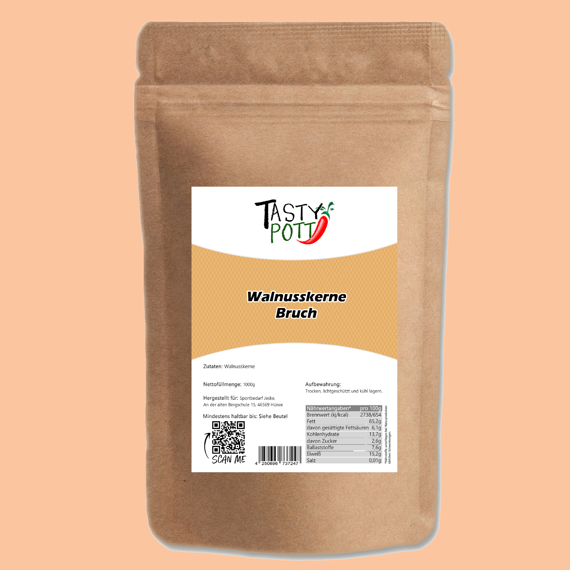 Walnusskern - Bruch - extra light - 1Kg Beutel von Tasty Pott