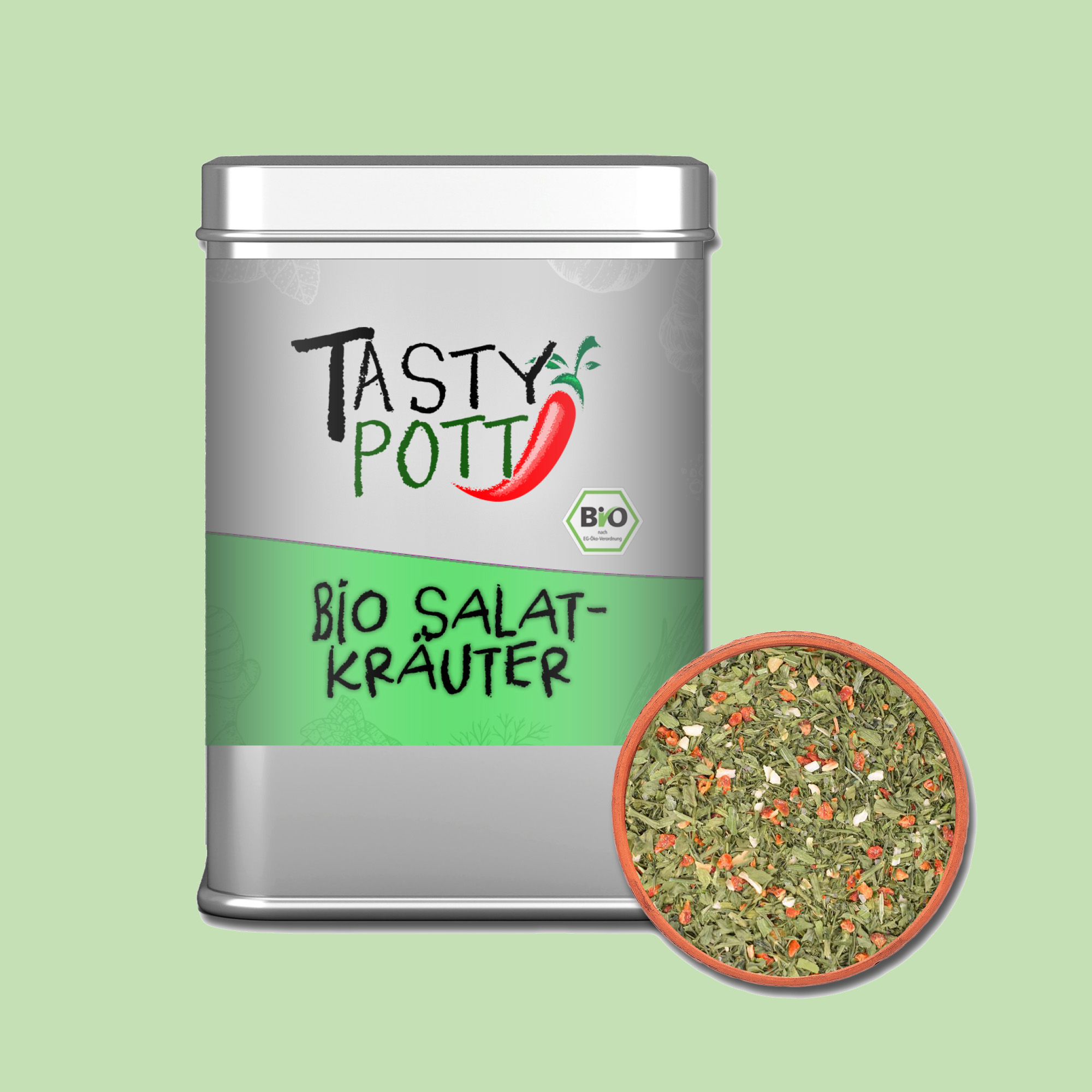 Bio Salatkräuter - Kräutermischungen - 50g Dose von Tasty Pott Bio Salatkräuter - Kräutermischungen - 50g Dose von Tasty Pott