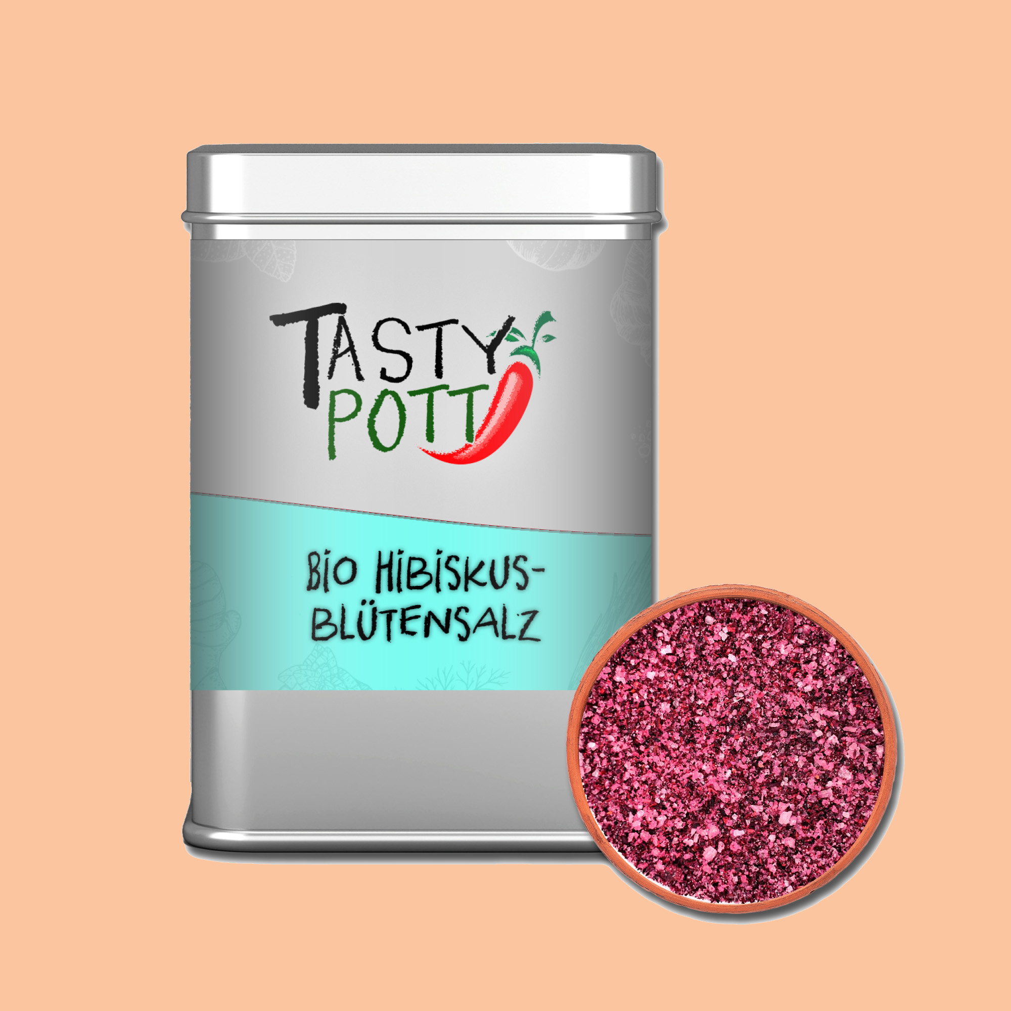 Hibiskusblütensalz - Bio Blütensalz Blüten Salz - 100g Dose Tasty Pott  