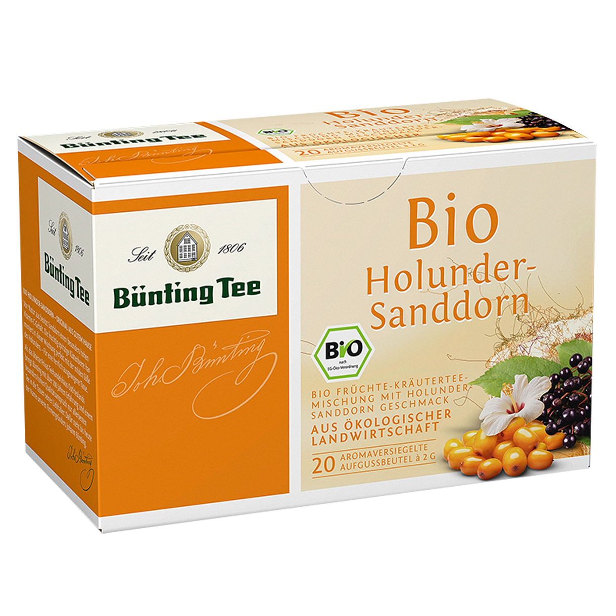 Bünting Tee Bio Holunder-Sanddorn, 20 Tassenbeutel