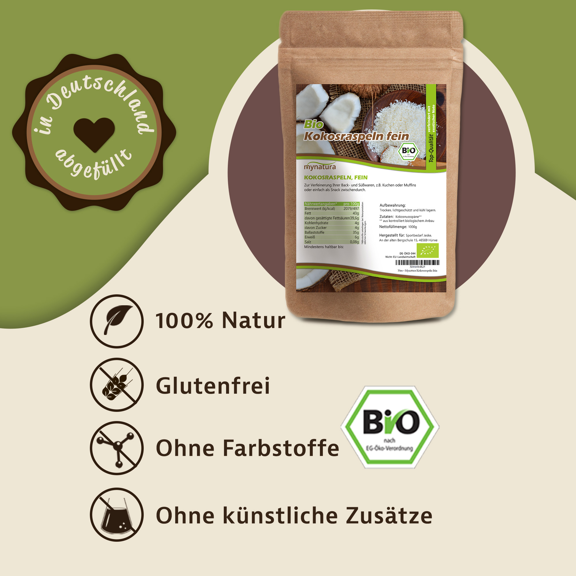 Kokosraspeln Bio – Vielseitige Zutat für Backen, Desserts & exotische Küche 3x1Kg