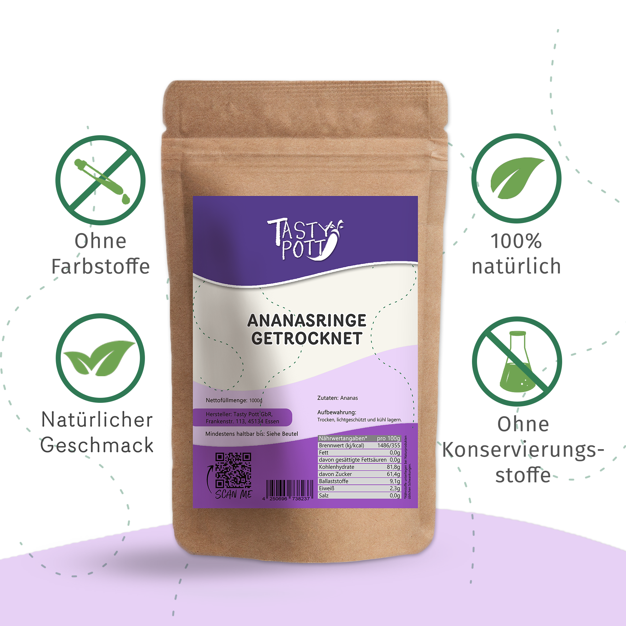 Getrocknete Ananasringe 2x1kg