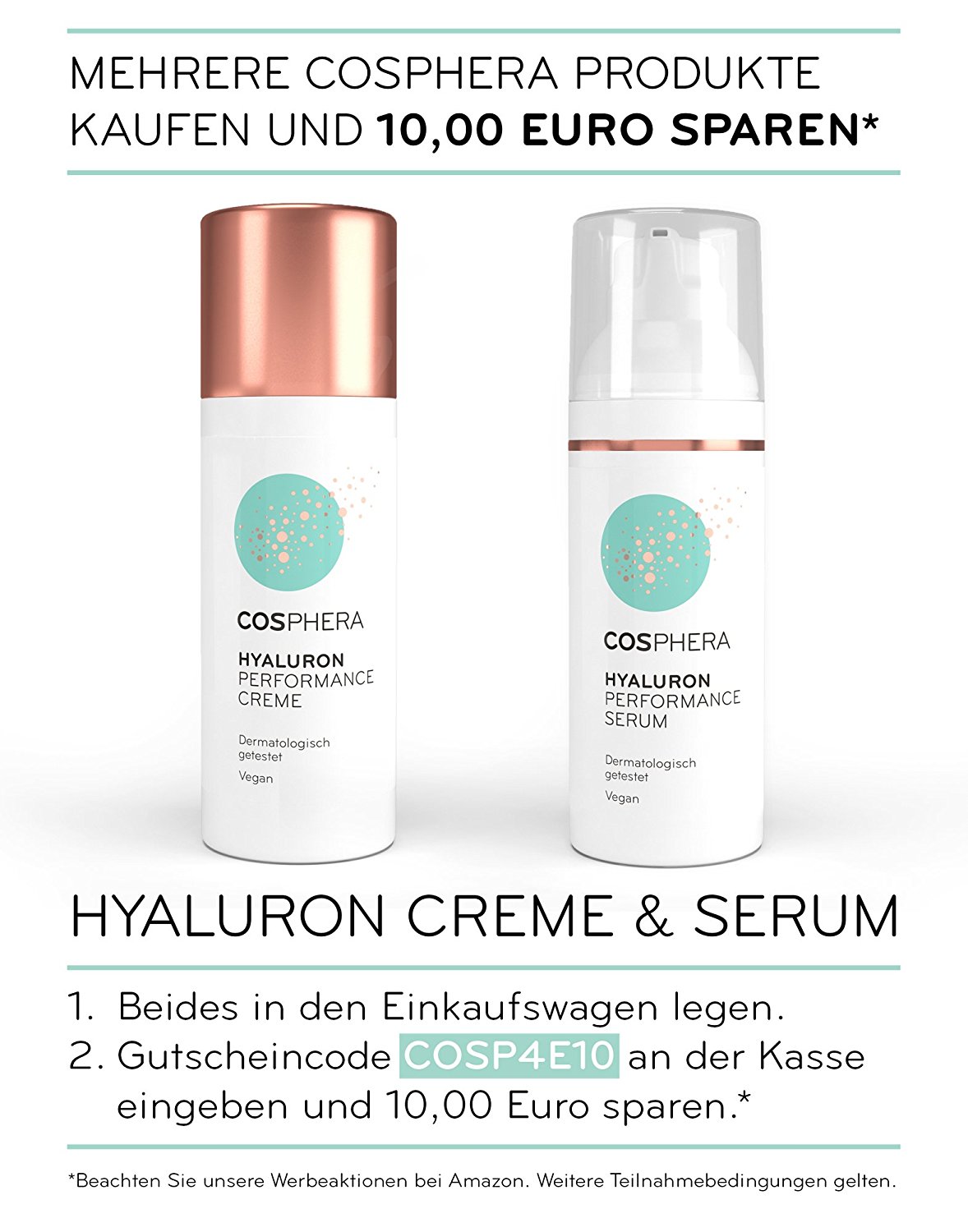 Cosphera - Hyaluron Performance Serum hochdosiert 50 ml - Hyaluronsäure Konzentrat Gel für Gesicht,