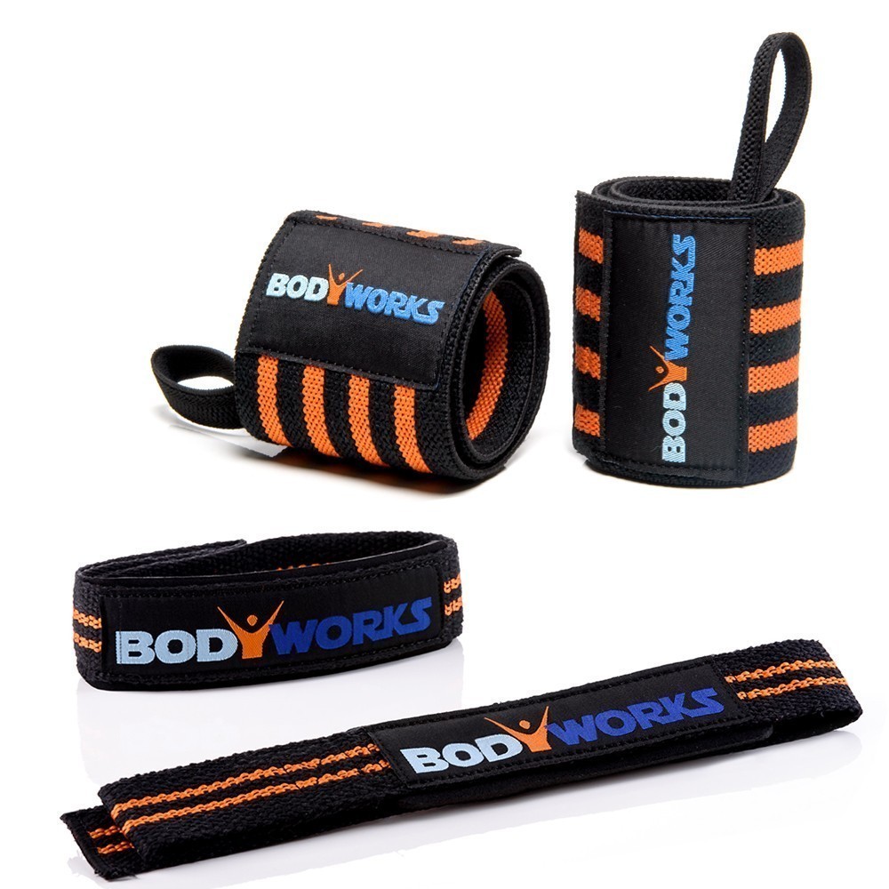 Bodybuilding Set Zughilfen mit Handgelenkbandager von Bodyworks Bodybuilding Set Zughilfen mit Handgelenkbandager von Bodyworks