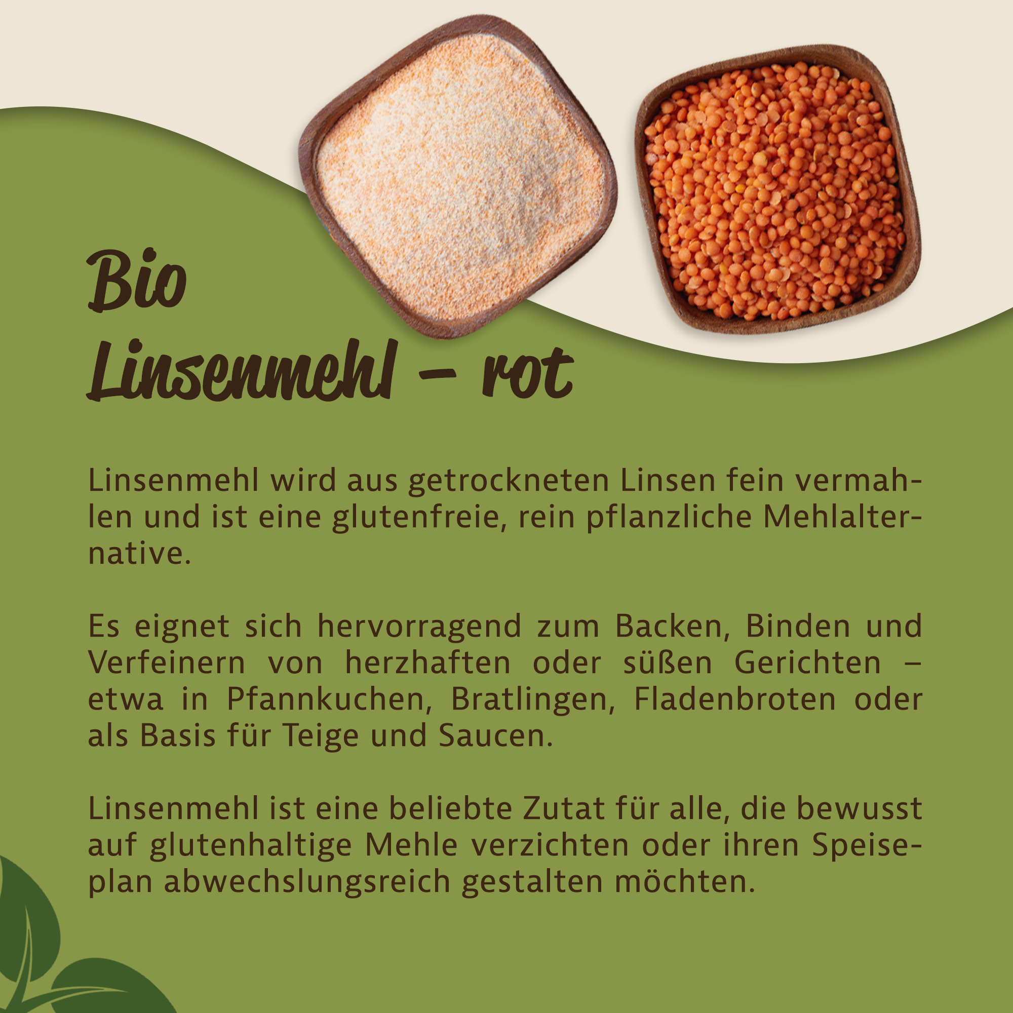 Mynatura Bio Linsenmehl – rot  - 1Kg