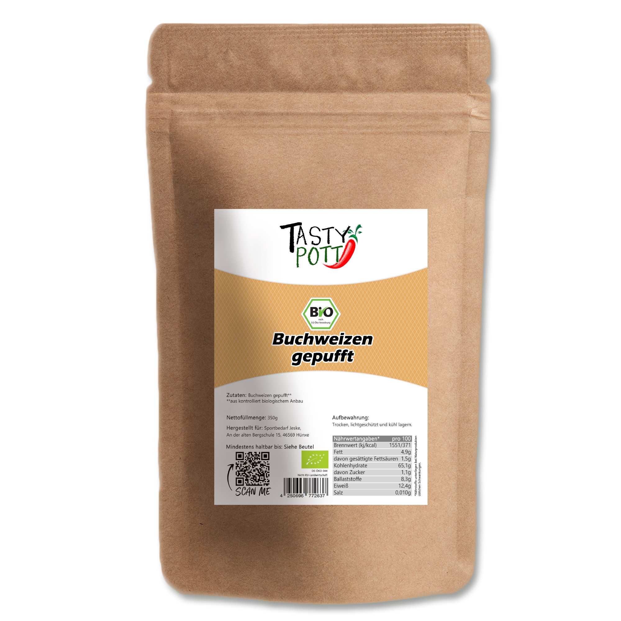 Bio Buchweizen gepufft im 2x350g Beutel von Tasty Pott