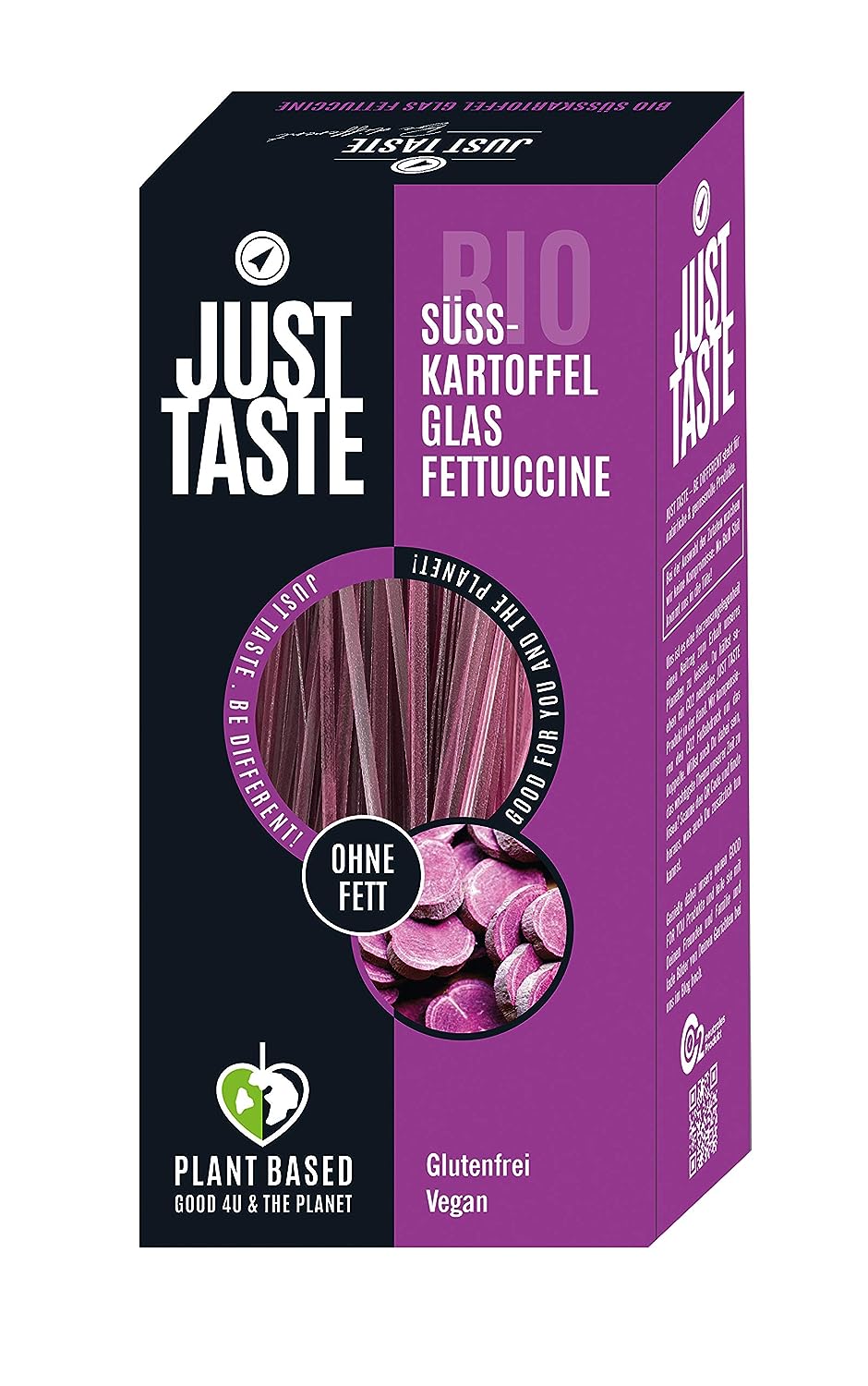 JUST TASTE – Lila Süßkartoffel Glas Fettuccine – Die neue BIO Gemüse Pasta – 250g JUST TASTE – Lila Süßkartoffel Glas Fettuccine – Die neue BIO Gemüse Pasta – 250g