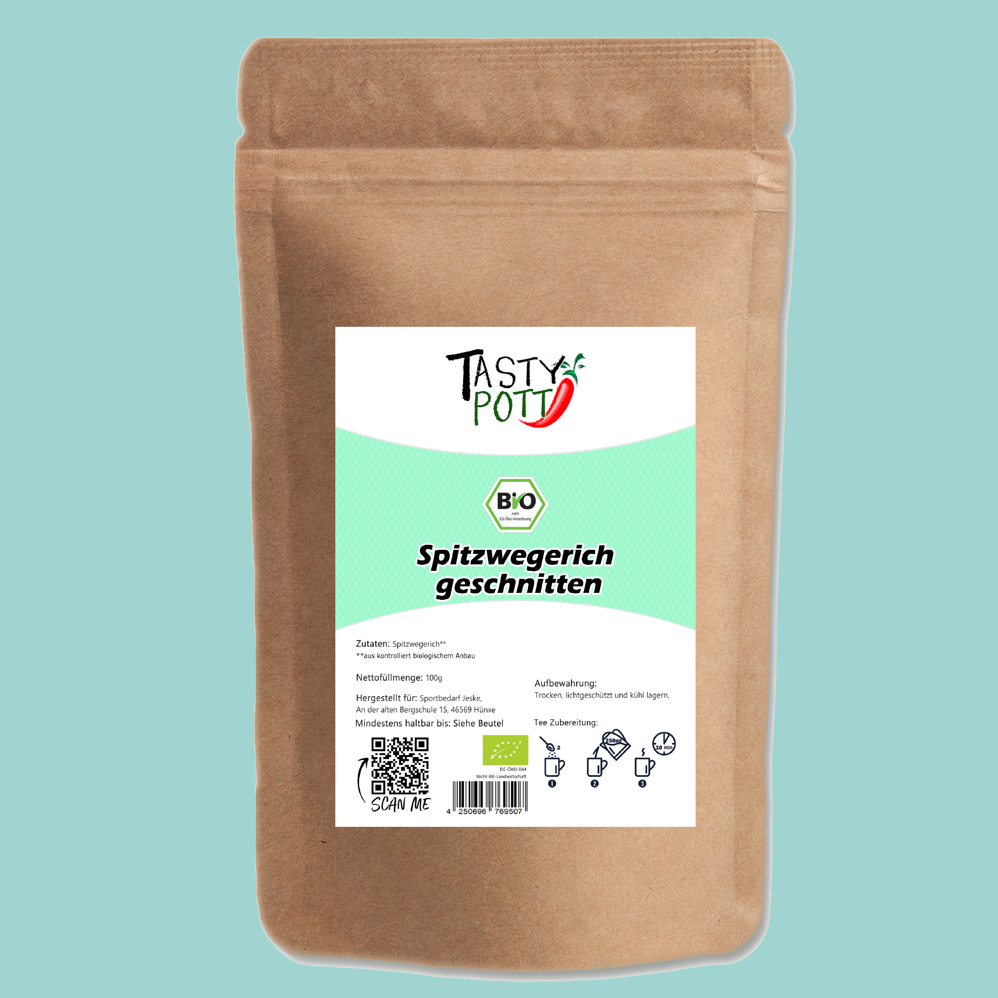 Bio Spitzwegerich - getrocknet und geschnitten - 100g Beutel von Tasty Pott Bio Spitzwegerich - getrocknet und geschnitten - 100g Beutel von Tasty Pott
