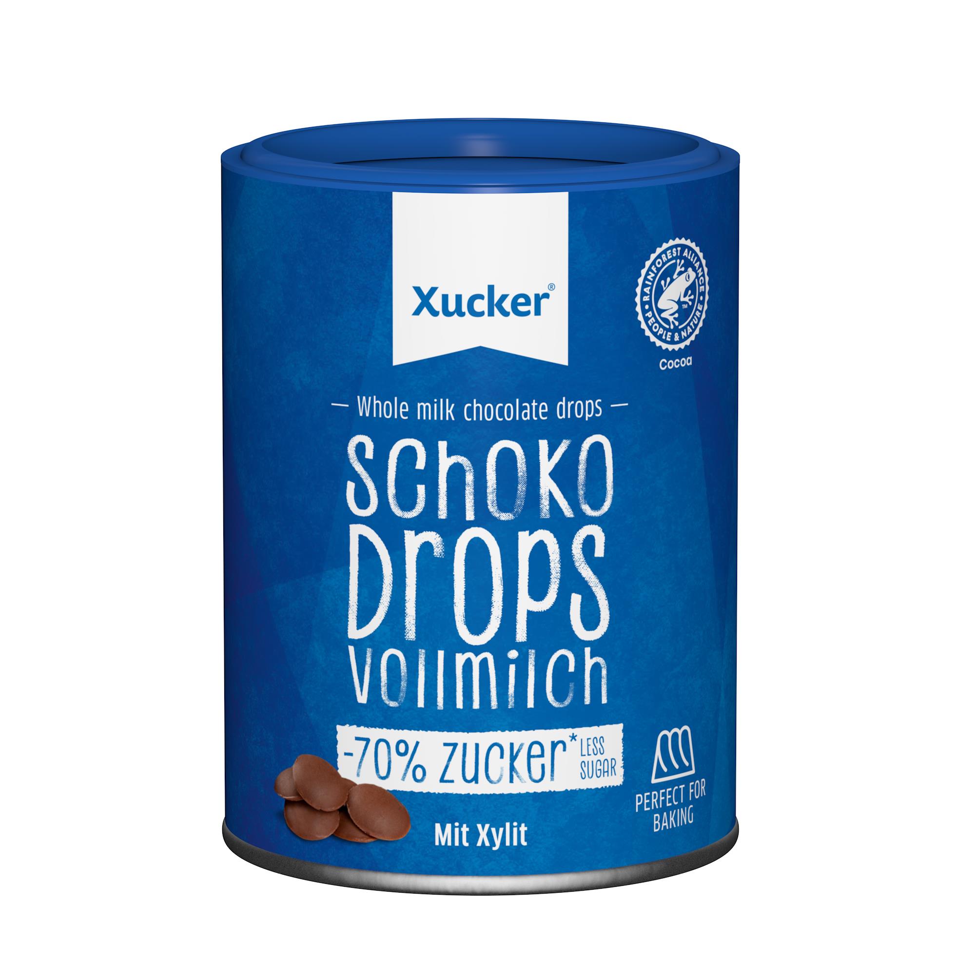 Xucker 3 x 200 g Schokoladen-Drops Set, Edel Vollmilch, Weiß, Edelbitter