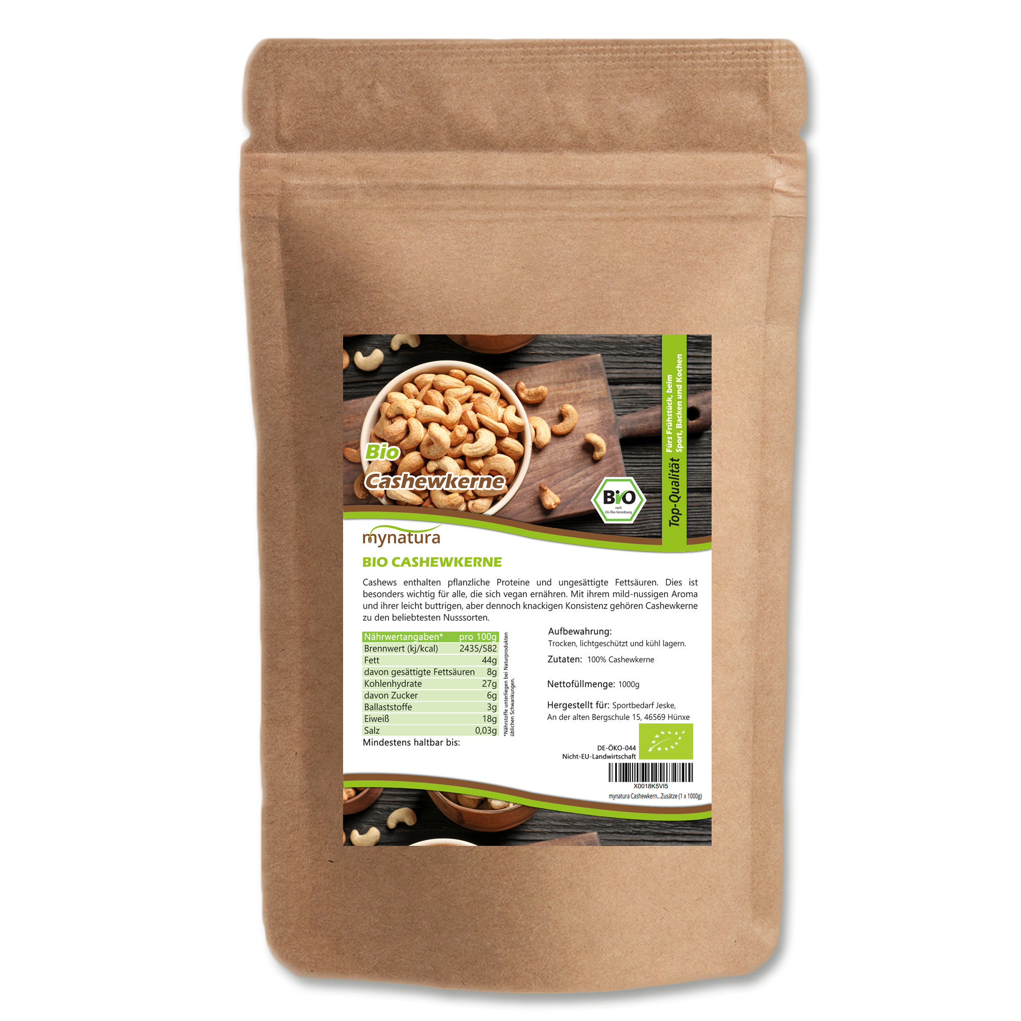 Bio Cashewkerne – Mild & Vielseitig | Mynatura Qualität aus kontrolliertem Anbau 1Kg