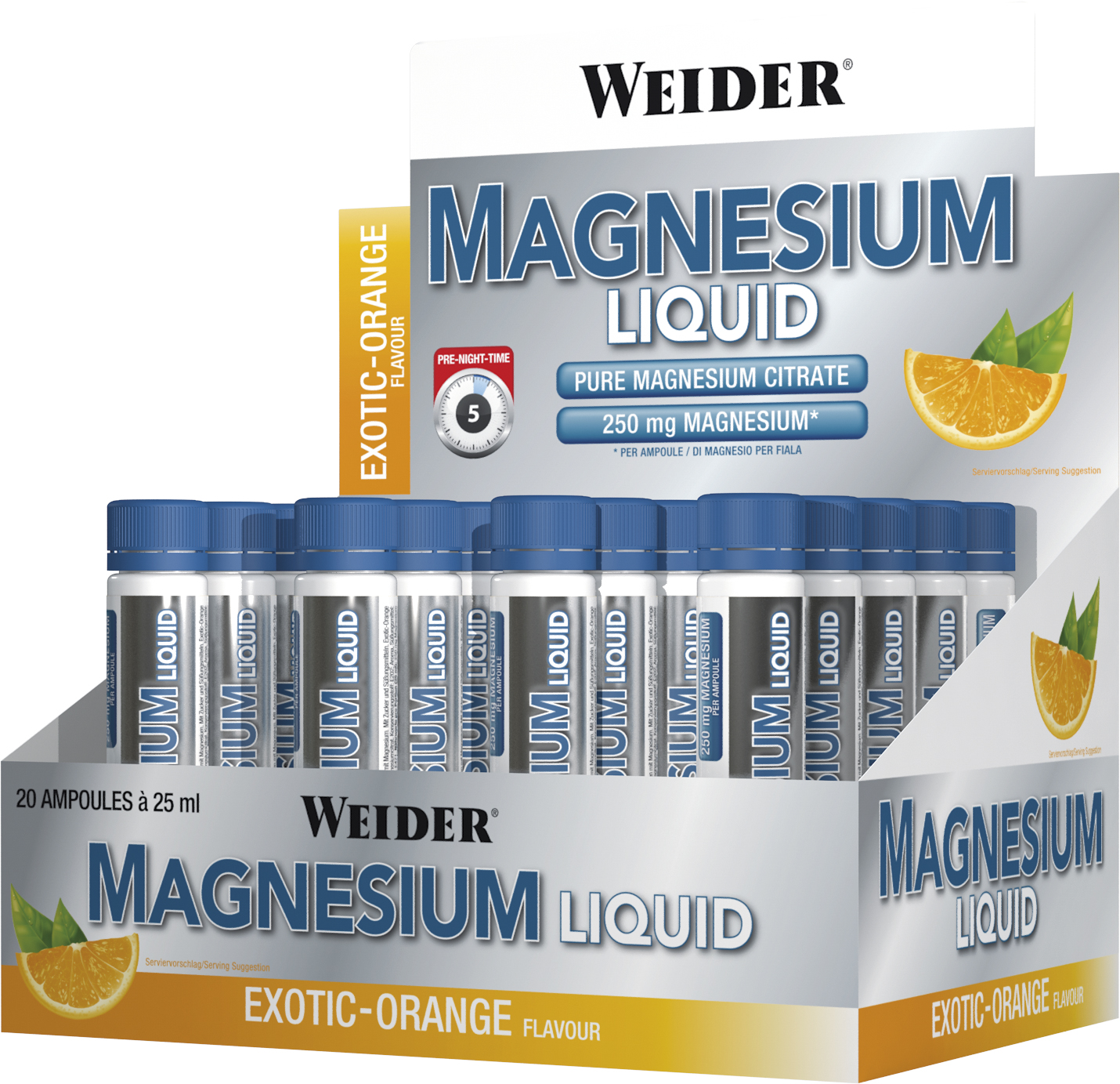 38516_FS_Magnesium_Liquid_Exotic-Orange_NEU_420_rechts Weider  Magnesium Liquid, Exotic Orange, (500 ml, 20 x 25ml)