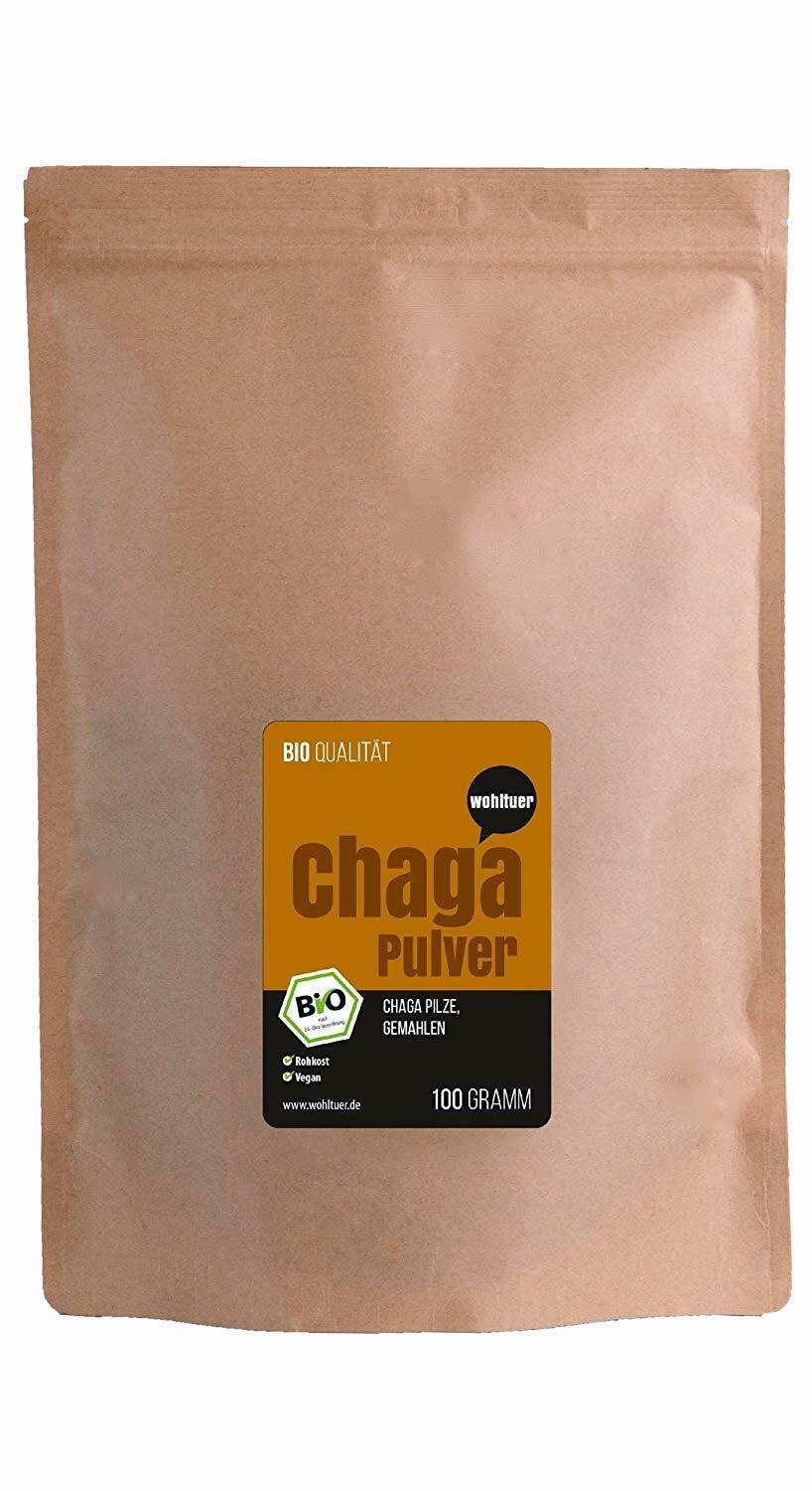 Wohltuer Bio Chaga Pulver hochwertig kontrollierte Qualität 100g Beutel Wohltuer Bio Chaga Pulver hochwertig kontrollierte Qualität 100g Beutel