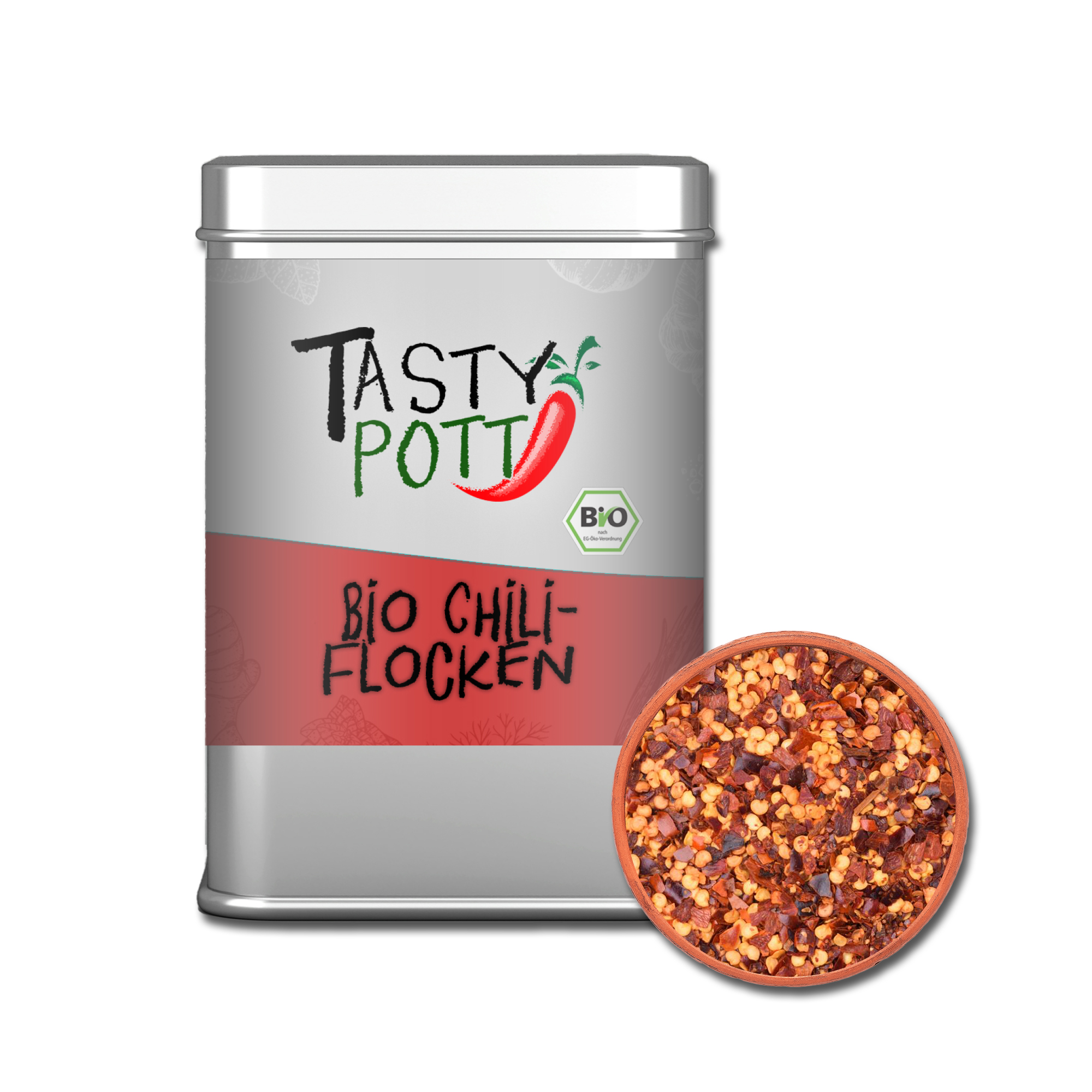 Chiliflocken scharf - Bio Chili Flocken - 50g Tasty Pott