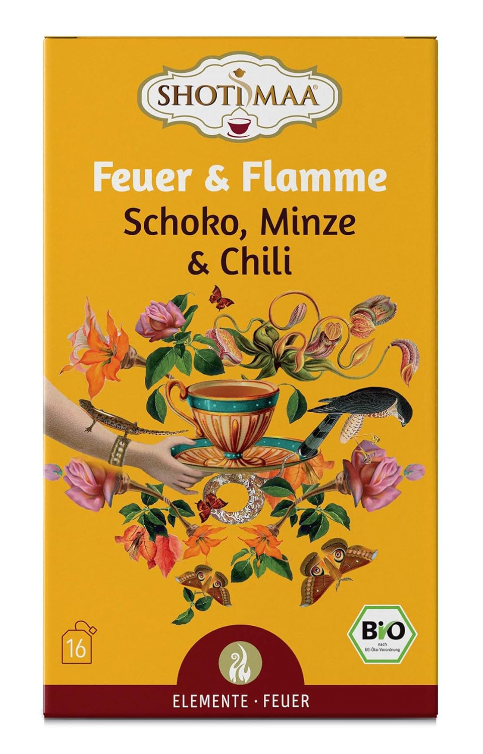 Shoti Maa Bio-Ayurveda-Tee Feuer & Flamme - Schoko, Minze & Chili, (6x32g) Shoti Maa Bio-Ayurveda-Tee Feuer & Flamme - Schoko, Minze & Chili, (6x32g)