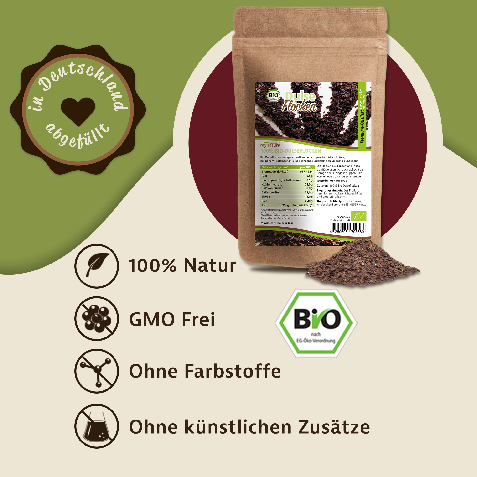 Dulseflocken – natürliche Atlantik-Rotalge als vielseitiges Würzmittel und geschmackvolle Zutat 0,1Kg Dulseflocken – natürliche Atlantik-Rotalge als vielseitiges Würzmittel und geschmackvolle Zutat 0,1Kg