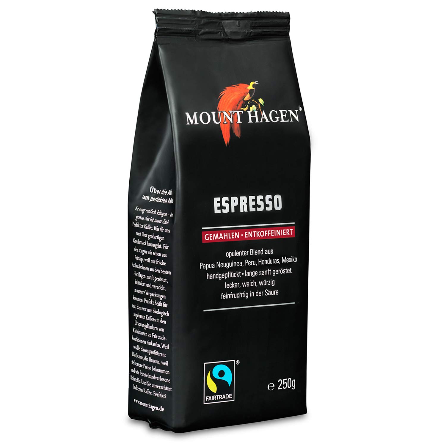Mount Hagen Bio Espresso, gemahlen, entkoffeiniert 250g Mount Hagen Bio Espresso, gemahlen, entkoffeiniert 250g