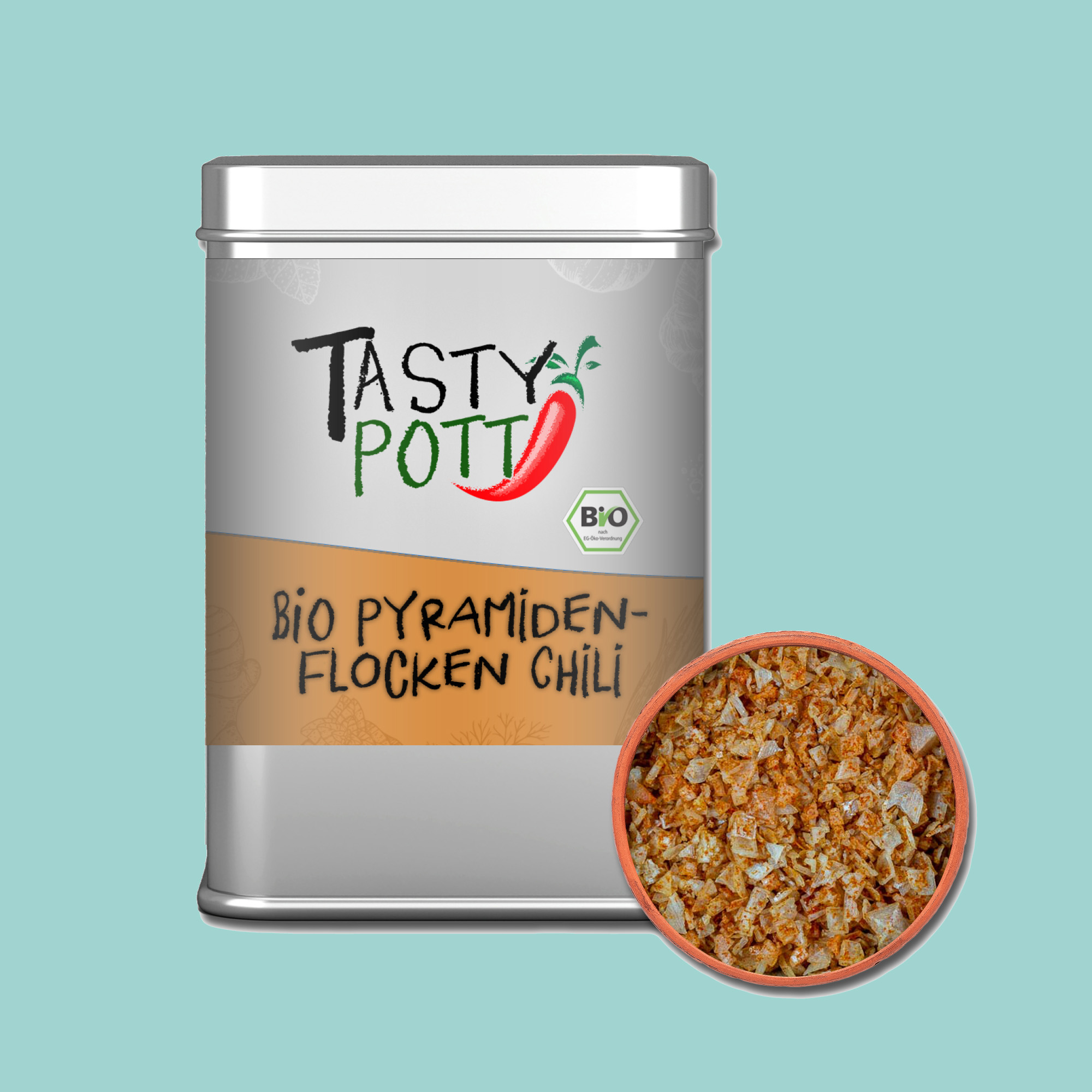 Pyramiden Flocken Chili - Bio Pyramidensalz | 85g Dose Tasty Pott 