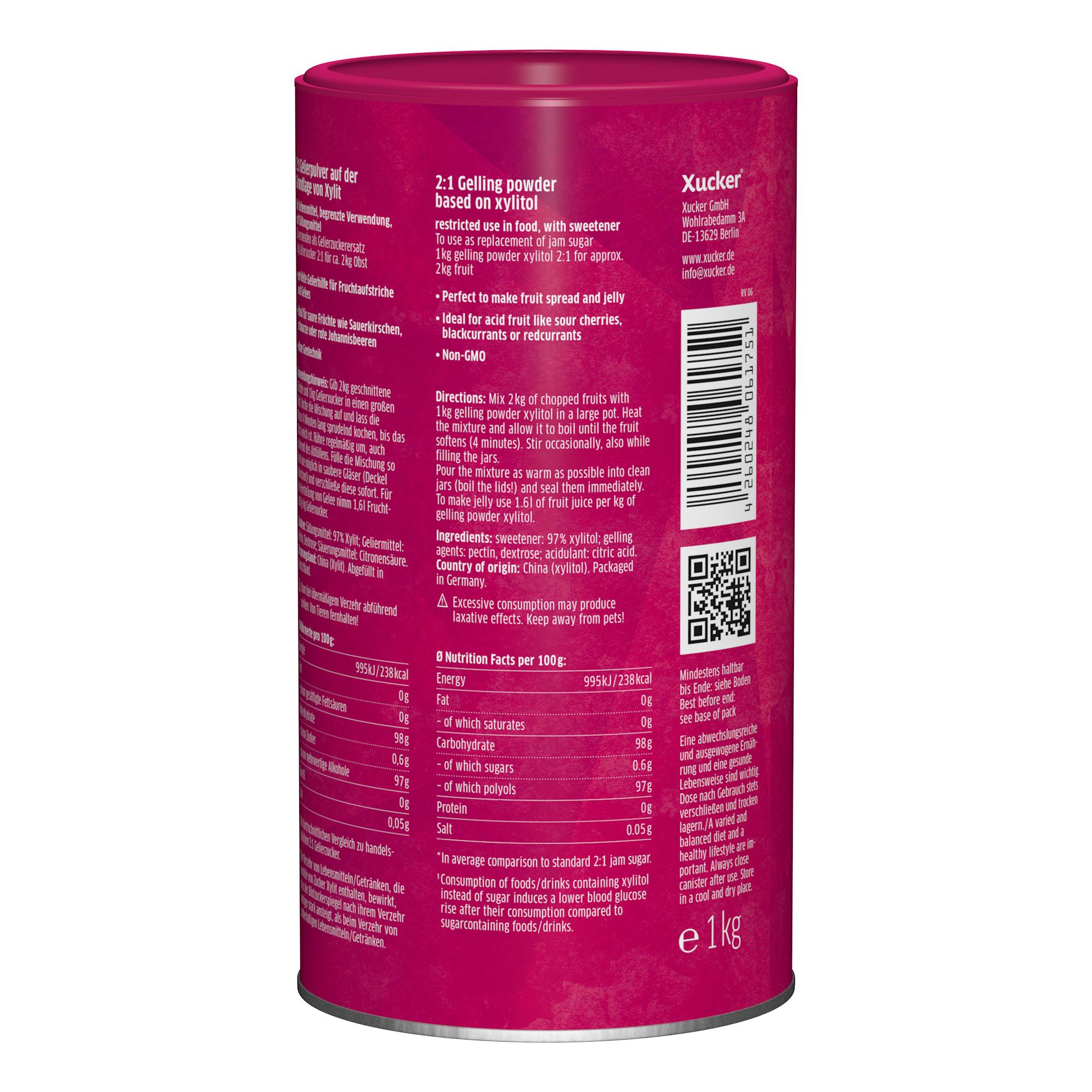 Xucker Gelierxucker 2:1 zuckerarmer Gelierzucker 1KG