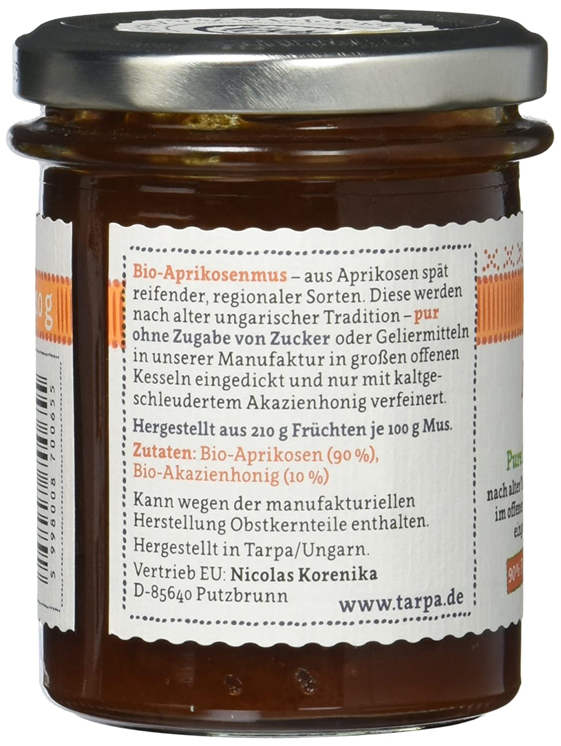 Tarpa Bio Aprikosenmus mit Akazienhonig Tarpa Bio Aprikosenmus mit Akazienhonig