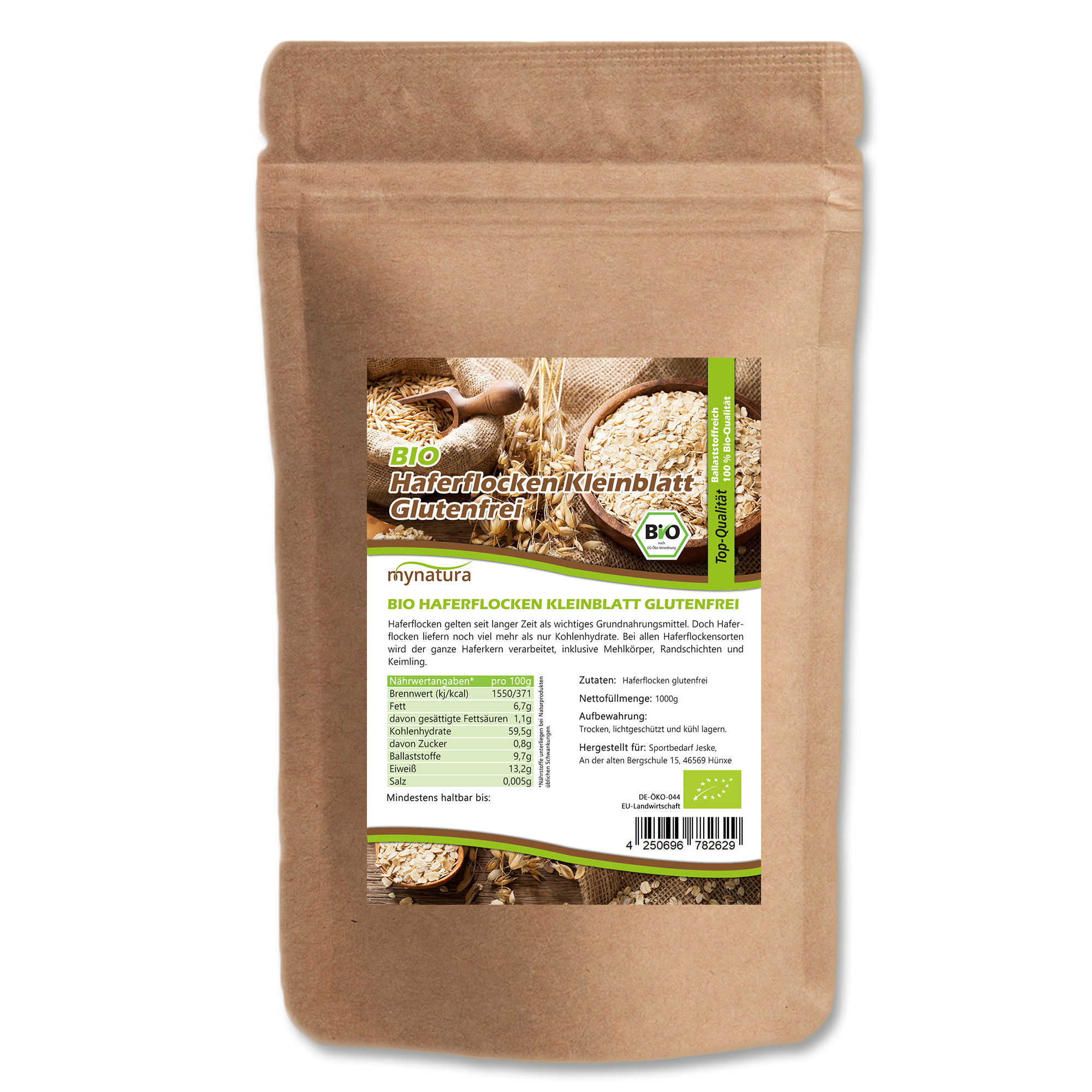 Kleinblatt-Haferflocken Bio von Mynatura – zarte Haferflocken für Frühstück, Backen & Snacks Kleinblatt-Haferflocken Bio von Mynatura – zarte Haferflocken für Frühstück, Backen & Snacks