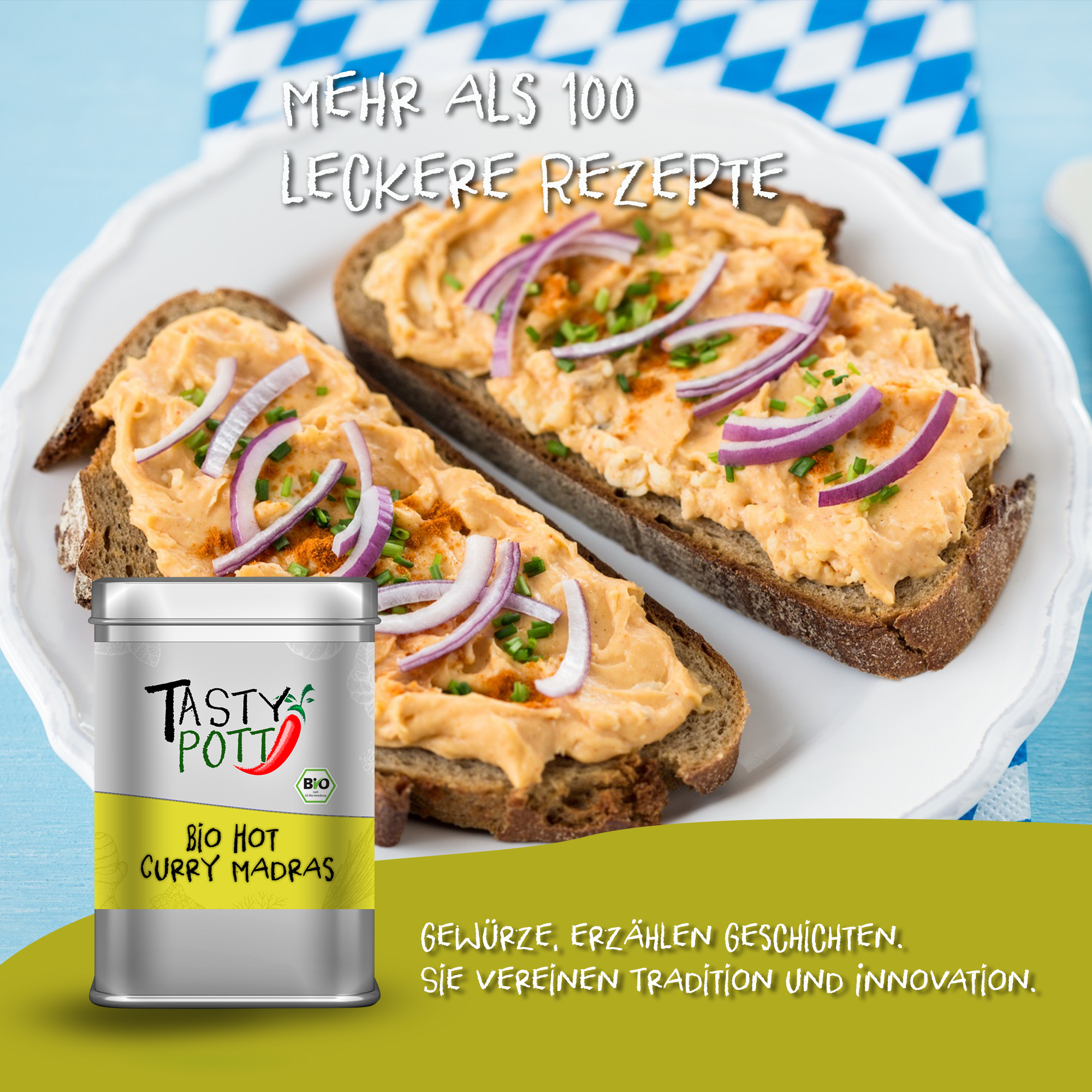 Hot Curry Madras - Madras Bio Curry Gewürz (scharf) - 100g Dose Tasty Pott