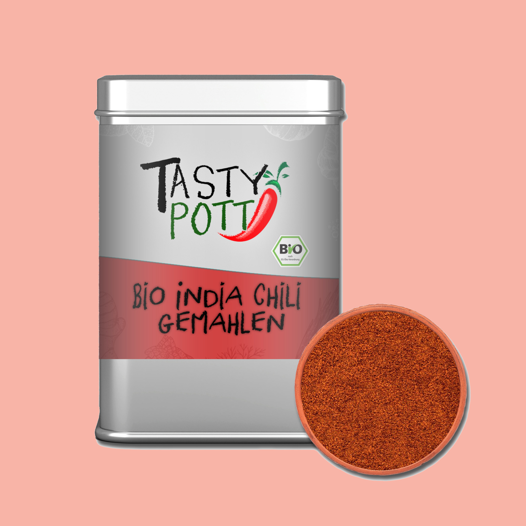 Bio India Chili - Indisches Chilipulver gemahlen - 80g Dose von Tasty Pott