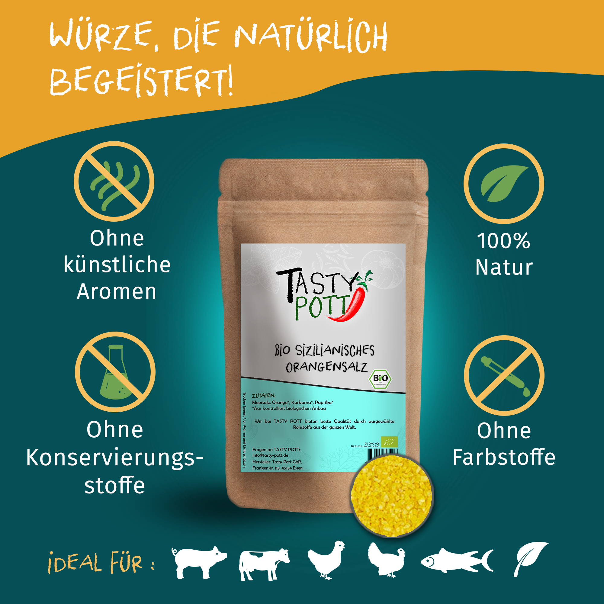 Bio Orangensalz aus Sizilien 125g